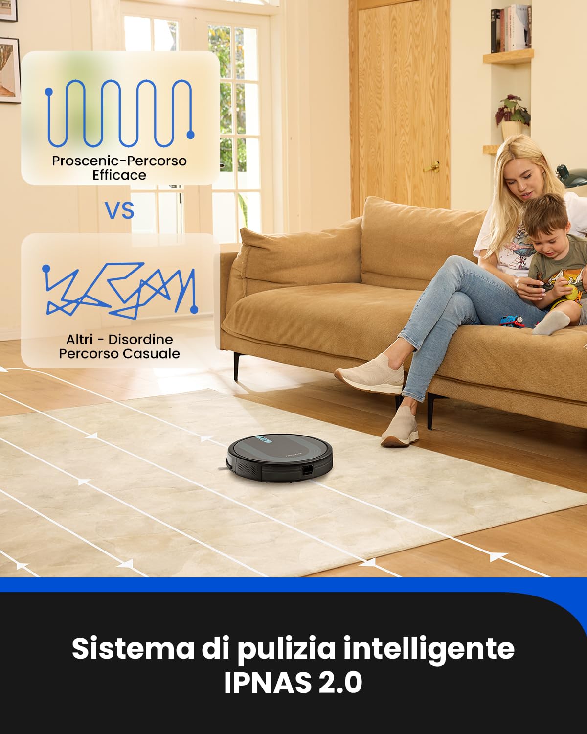 Proscenic 850T Robot Aspirapolvere Lavapavimenti, 3000Pa Aspirazione Potente Controllo Siri & IFTTT & APP & Alexa, Serbatoio Acqua Elettrico 2-In-1 per Pulizia Domestica/Capelli/Polvere/Lavapavimenti