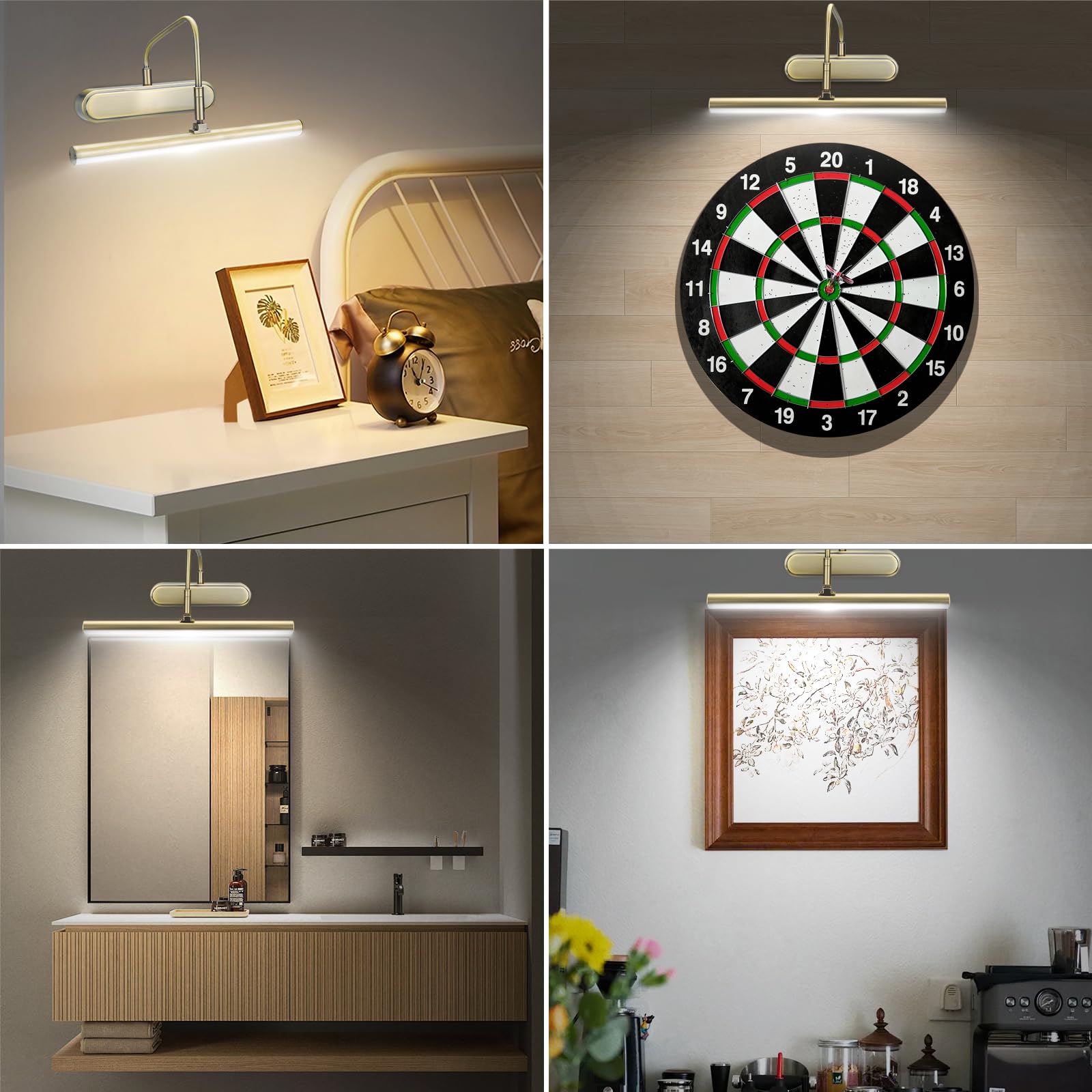 RAIFOOLLY 16" Wireless Picture Light - Remote Control, Dimmable LED, Rechargeable Battery, Adjustable Head For Art, Dartboard, Photos