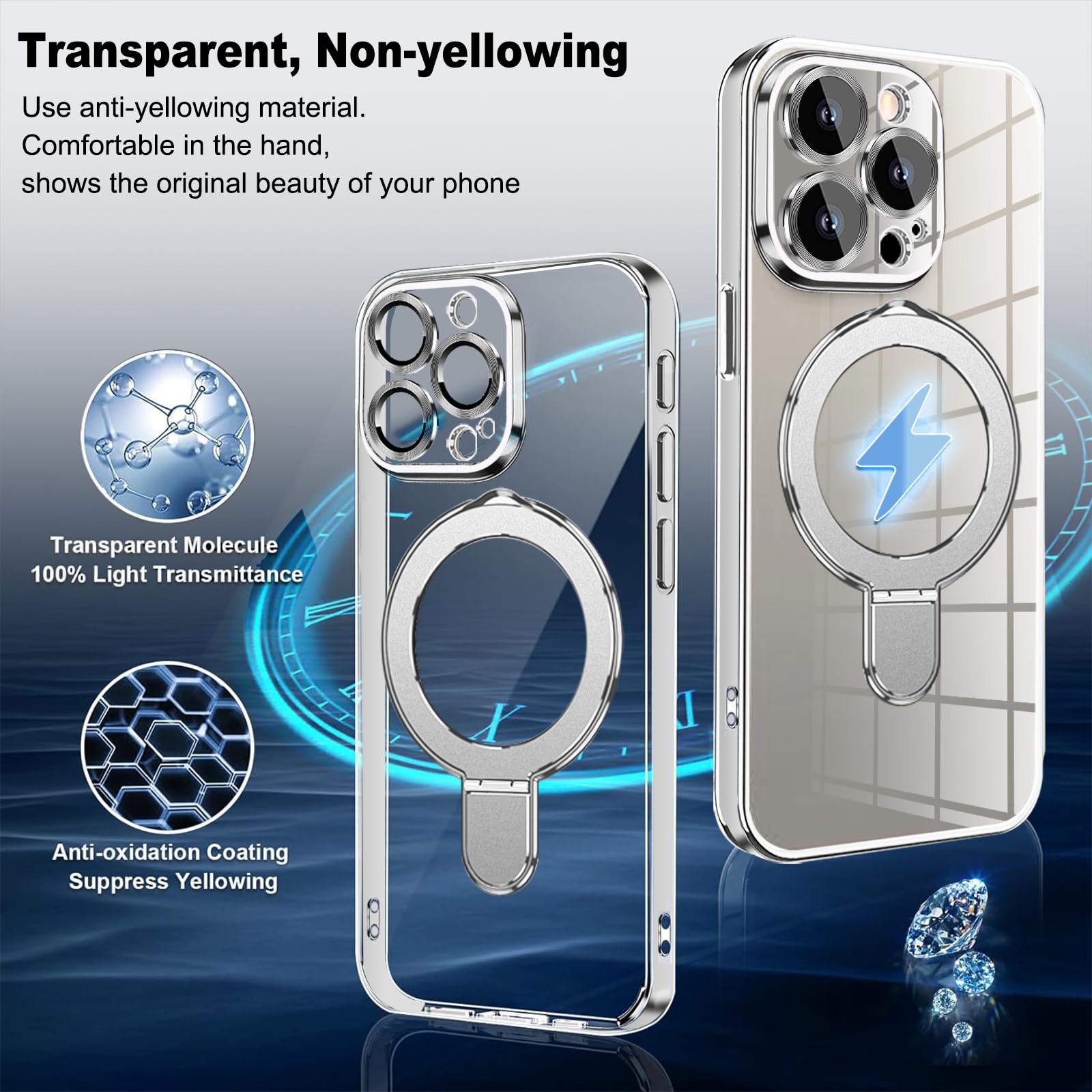 Cover Magnetica Per IPhone 15 Pro Max Con Cordino – Trasparente/verde, Antiurto, Per MagSafe, Tracolla Regolabile