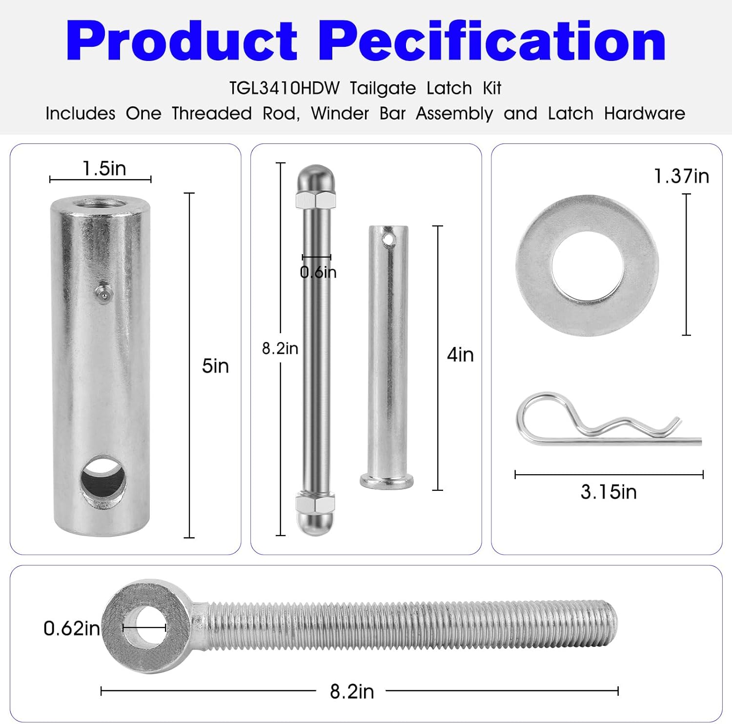 Tailgate Latch Assembly TGL3410HDW Replacement Dump Truck Tailgate Latch TGL34SBR TGL3410 TGL3410ST Trailer Tailgate Locks,Steel Heavy Dump Truck Tailgate Lock Assembly Kit