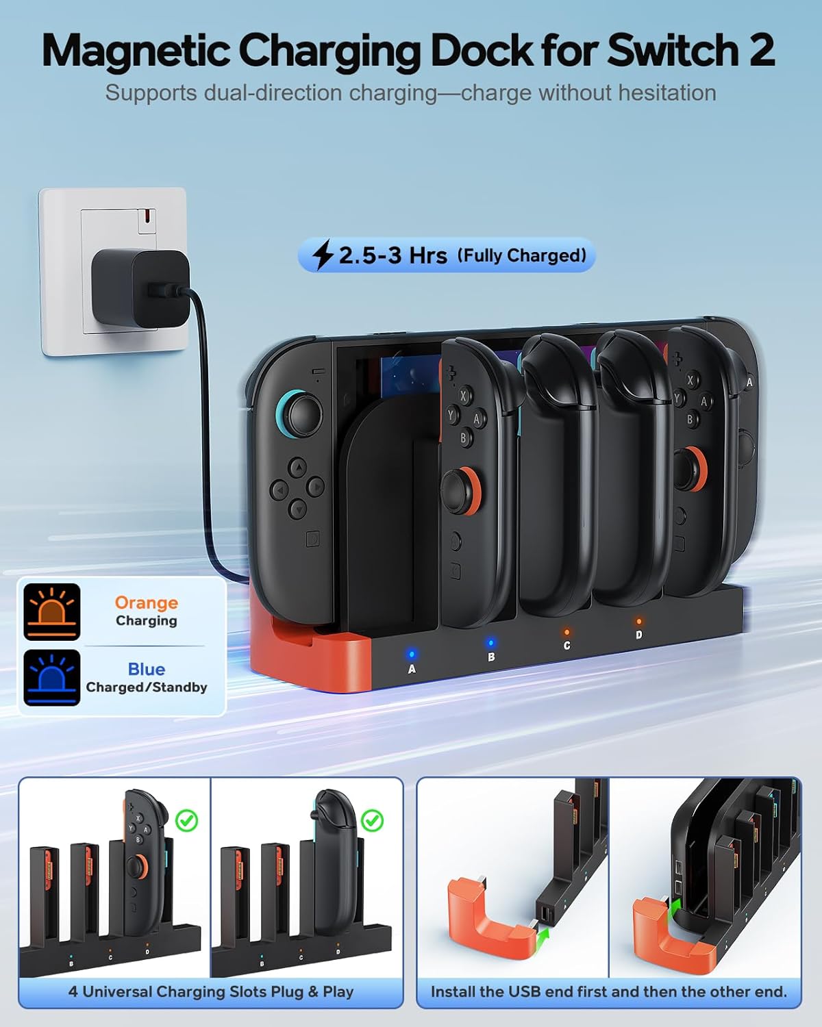 32-in-1 Accessories Bundle for Nintendo Switch 2,Family Games Kit: Carrying Case,Charging Dock for Joycon Switch 2 Controller,Tempered film,Steering Wheels,Grips,Protective Cover