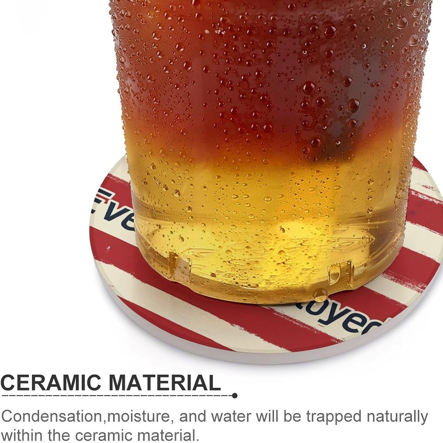 Remember Everyone Deployed Round Ceramic Coasters for Drinks Absorbent Cup Holder Tabletop Protector with Cork Base