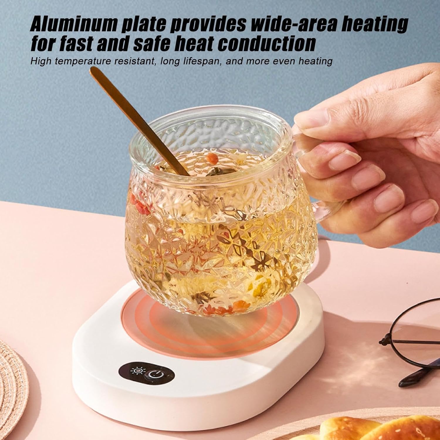 Coffee Mug Warmer - Non-Slip USB Powered Plate -Safety Thermostatic Control