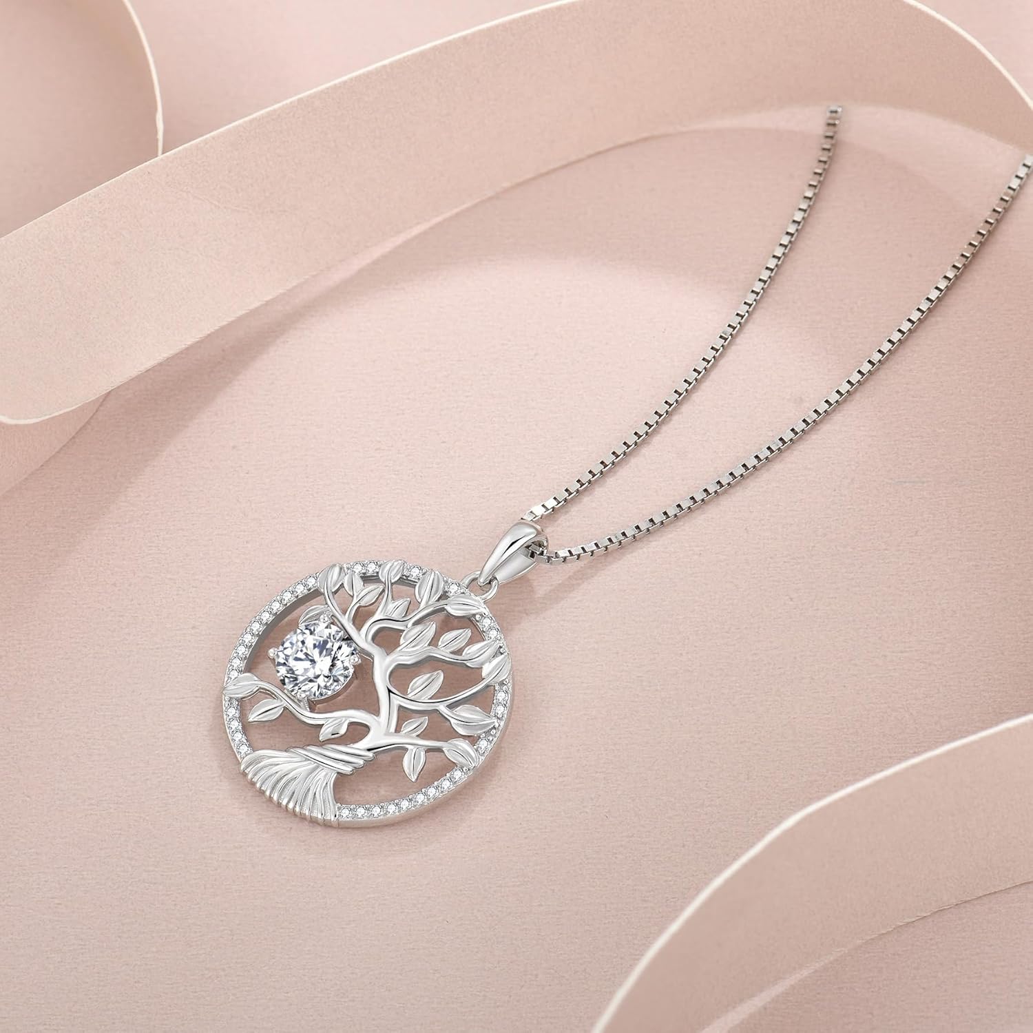 Tree of Life Necklace 925 Sterling Silver Family Tree Pendant Birthstone Jewelry Gifts for Women - Image 4