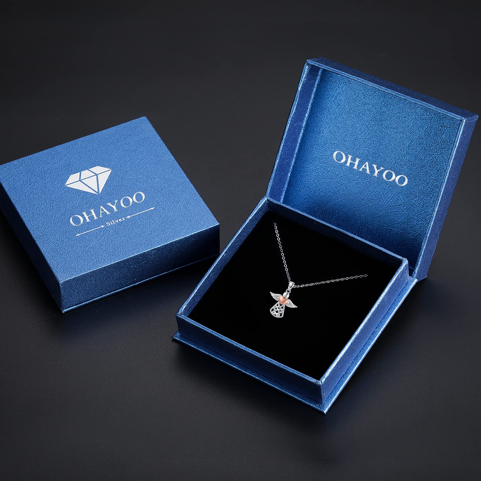 OHAYOO Engel Kette Damen 925 Sterling Silber Schutzengel Kette Engel Anhänger Halskette für Damen Schmuck Geschenke für Damen Mädchen Muttertagsgeschenk