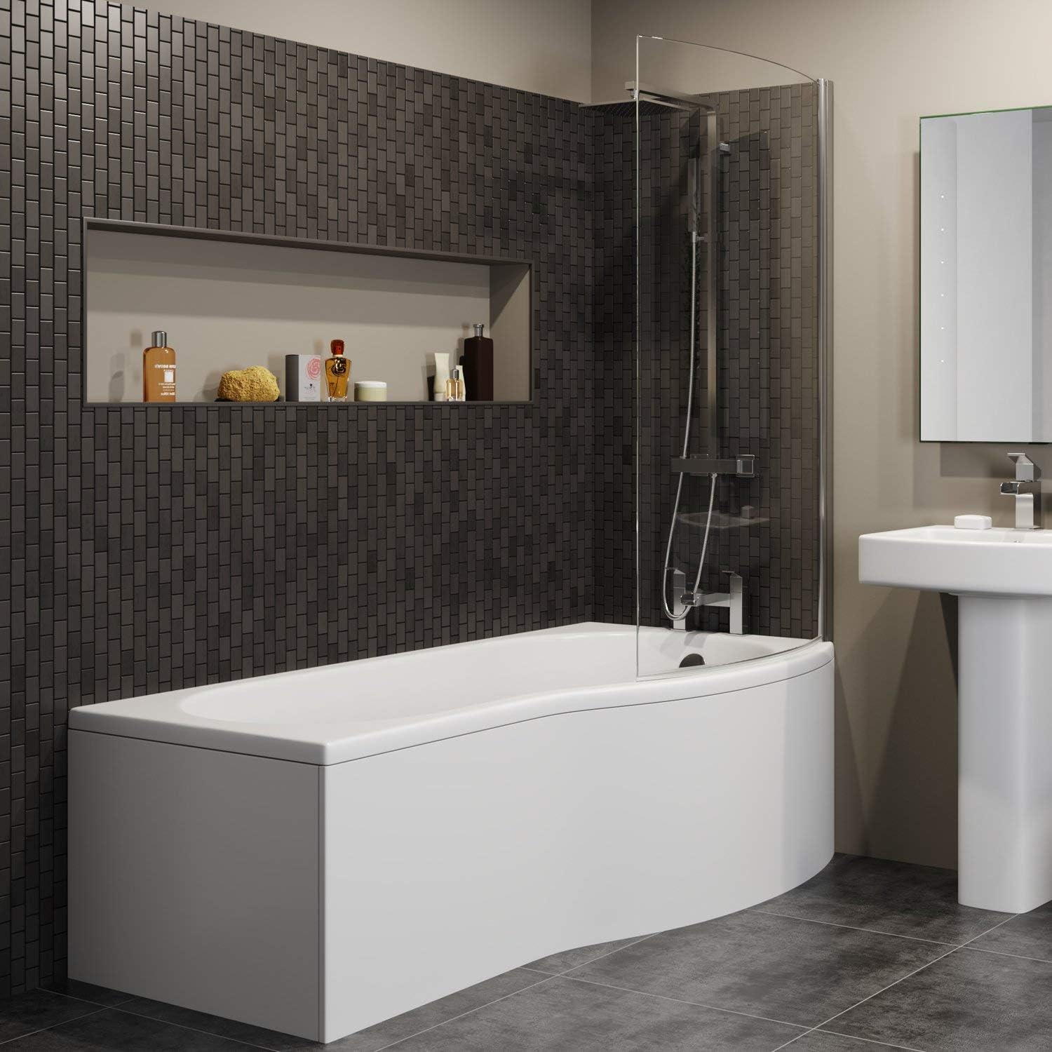 Buy Affine Bathroom Suite P Shaped Bath RH Screen Toilet WC Basin Sink