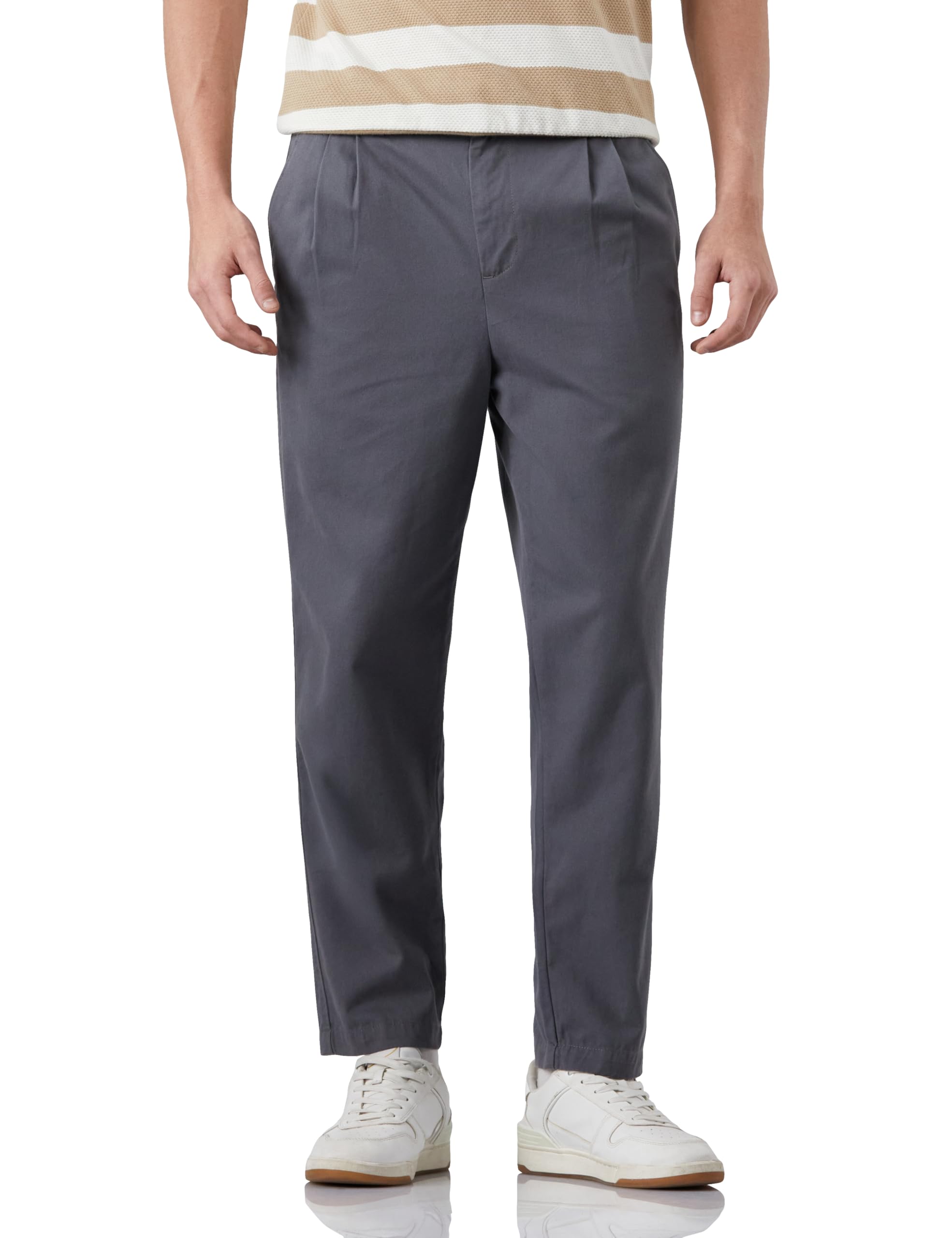 amazon brand - symbol Men's Carrot Fit Pleated Casual Trouser (Constructed Waistband | 100% Cotton | Available in Plus Sizes)-picture-12