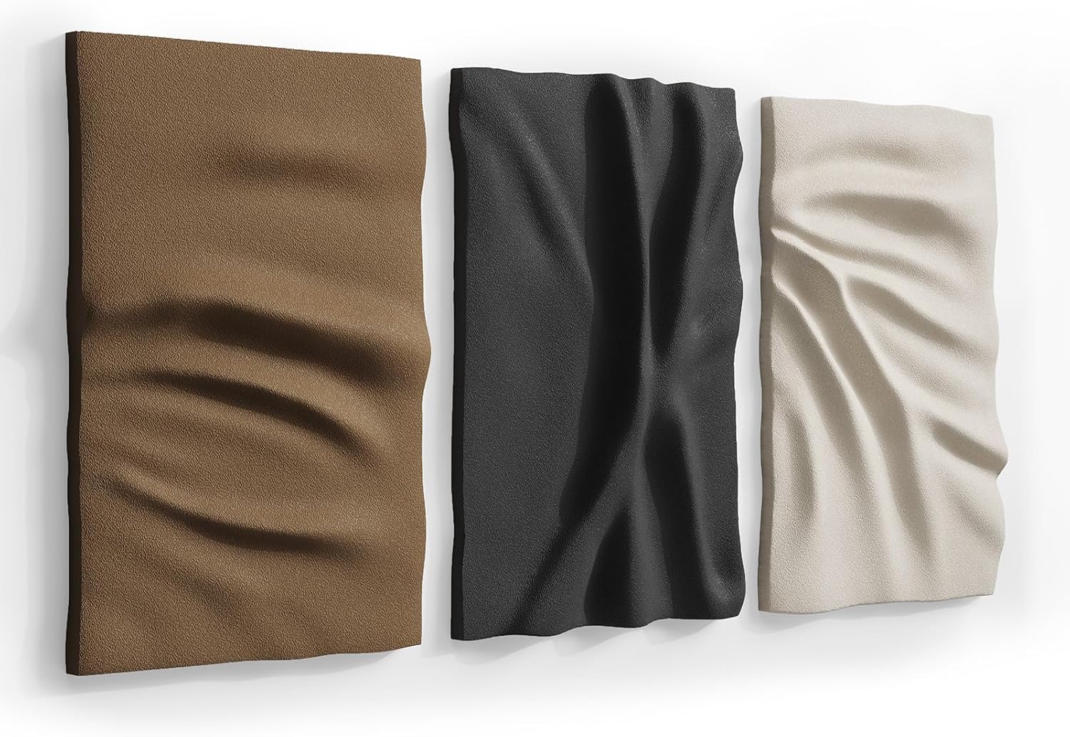 Large 3D Textured Wall Art Decor for Living Room, 3 Piece Neutral Abstract Carved Artwork for Walls, Black and White Brown Minimalist Pictures Wall Decor for Hallway, Dining Room Home Decor, 24x36 In