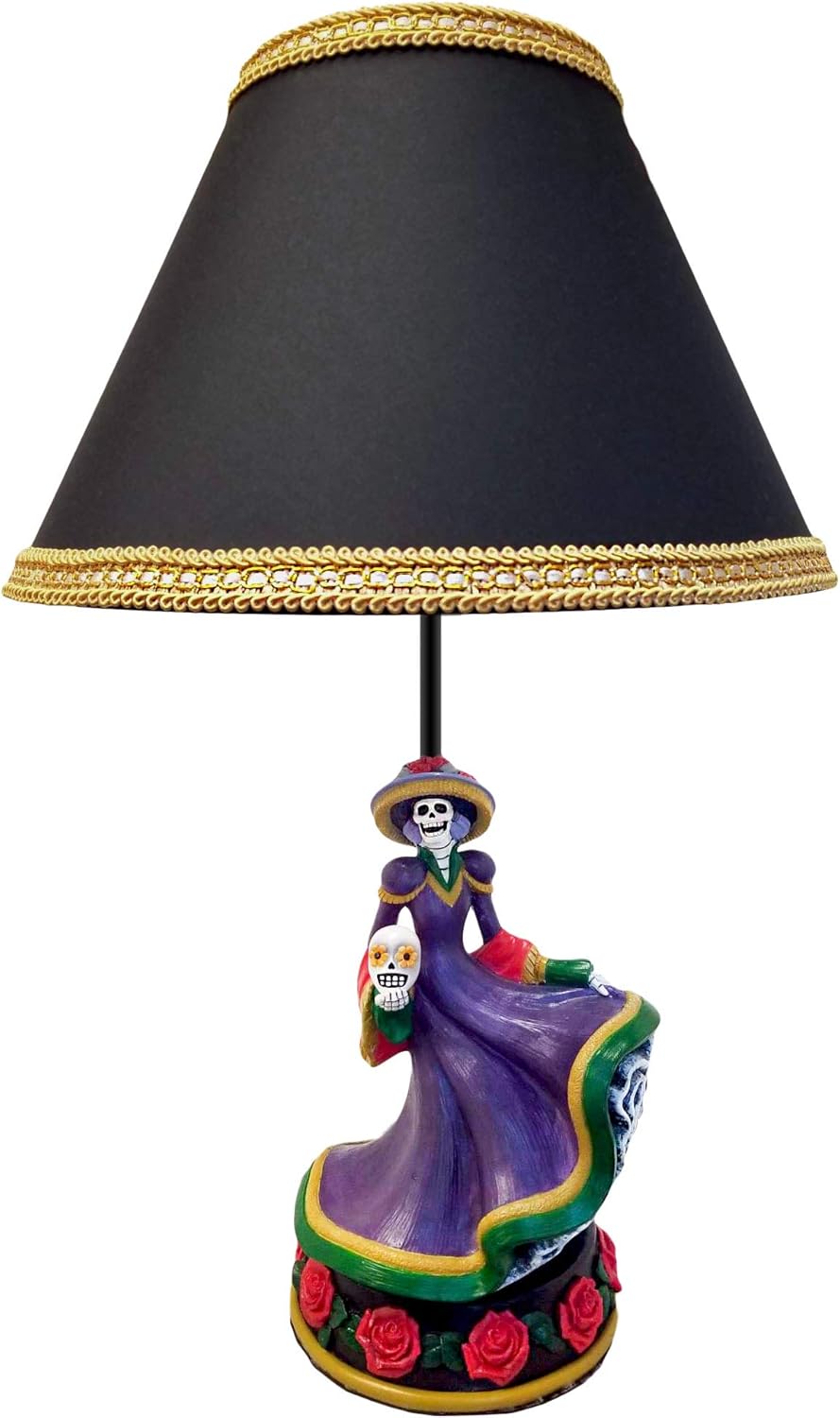 World of Wonders Catrina Figurine Decorative Table Lamp with Shade | Lamp for Bedroom and Table Lamps Bedside | Day of The Dead Bedroom Decor | Tables Lamps for Living Room - 20"
