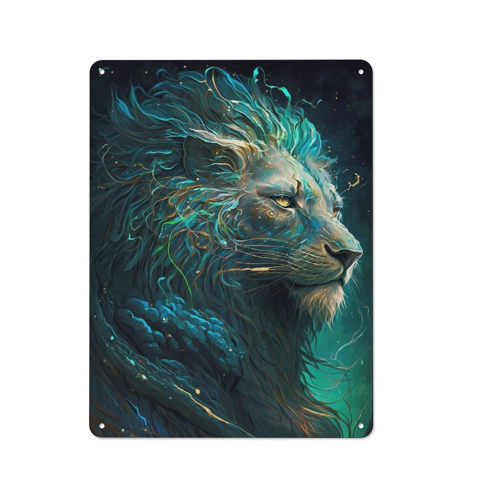 Junmoney Lion Imaginative Rustic Metal Sign 40X30cm For Café Or Home Bar, Suited To Home Bar Enthusiasts, For Retro Home Interiors