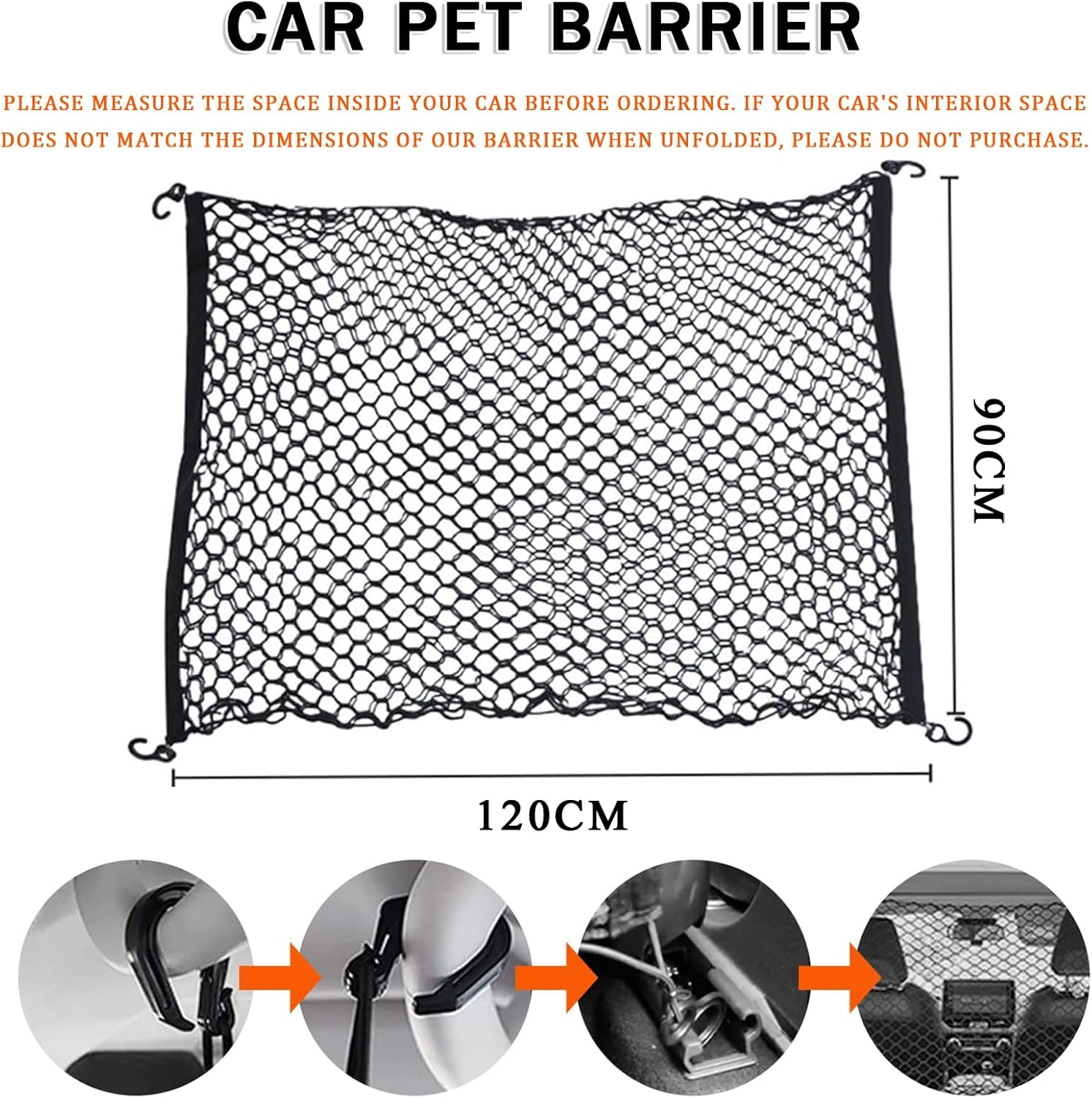 Dog Car Barrier for Mitsubishi i MiEV 2009–2017, Durable Car Dog Back Seat Barrier Net, Elastic Mesh Pet Divider Storage Net, Breathable & Secure Travel Guard