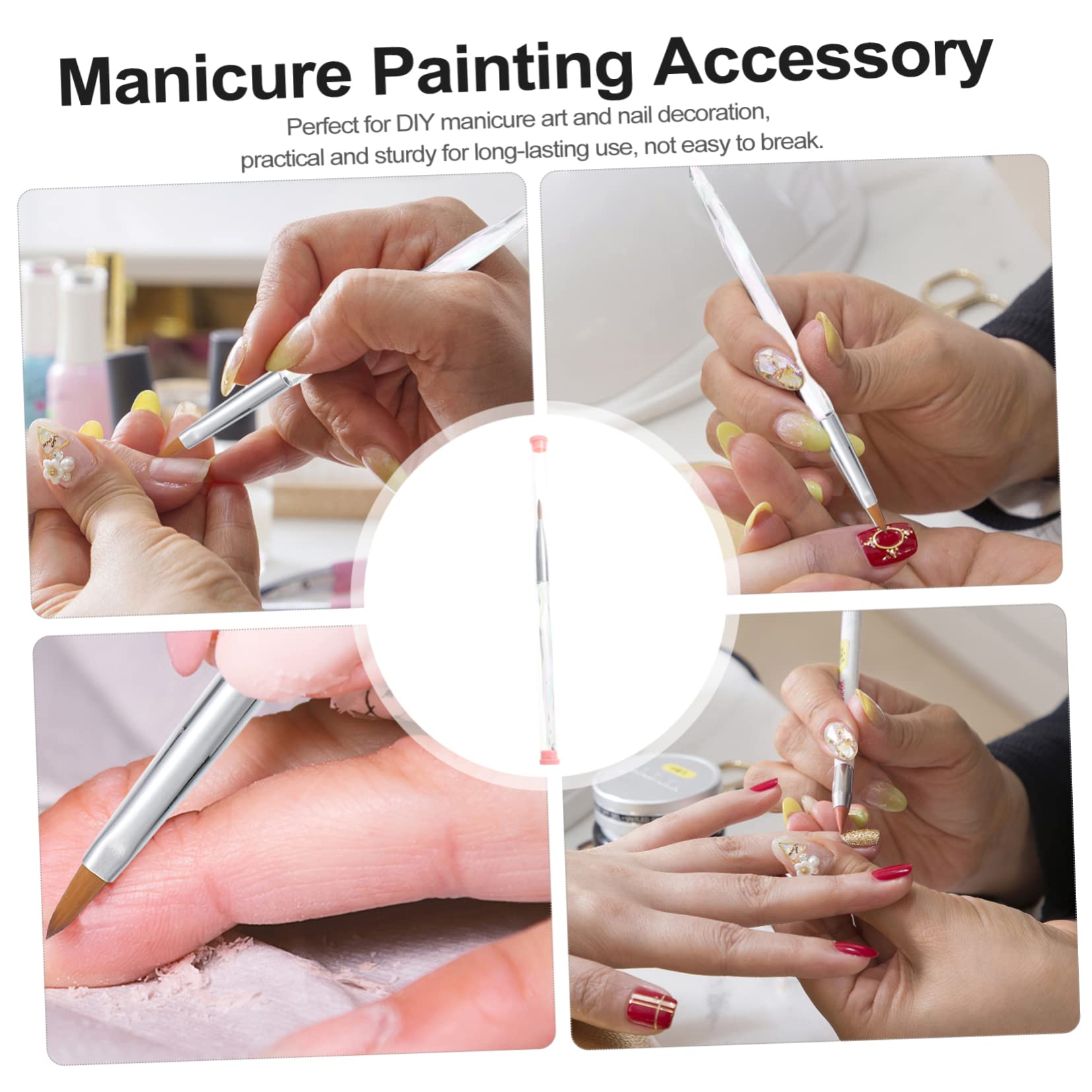 Healeved 3pezzi Pennello Per Nail Art Con Manico Trasparente e Design Unico Strumento Per Pittura Unghie Gel Accessorio Per Unghie Con Setole Flessibili e Assorbimento Potente Per Creazioni