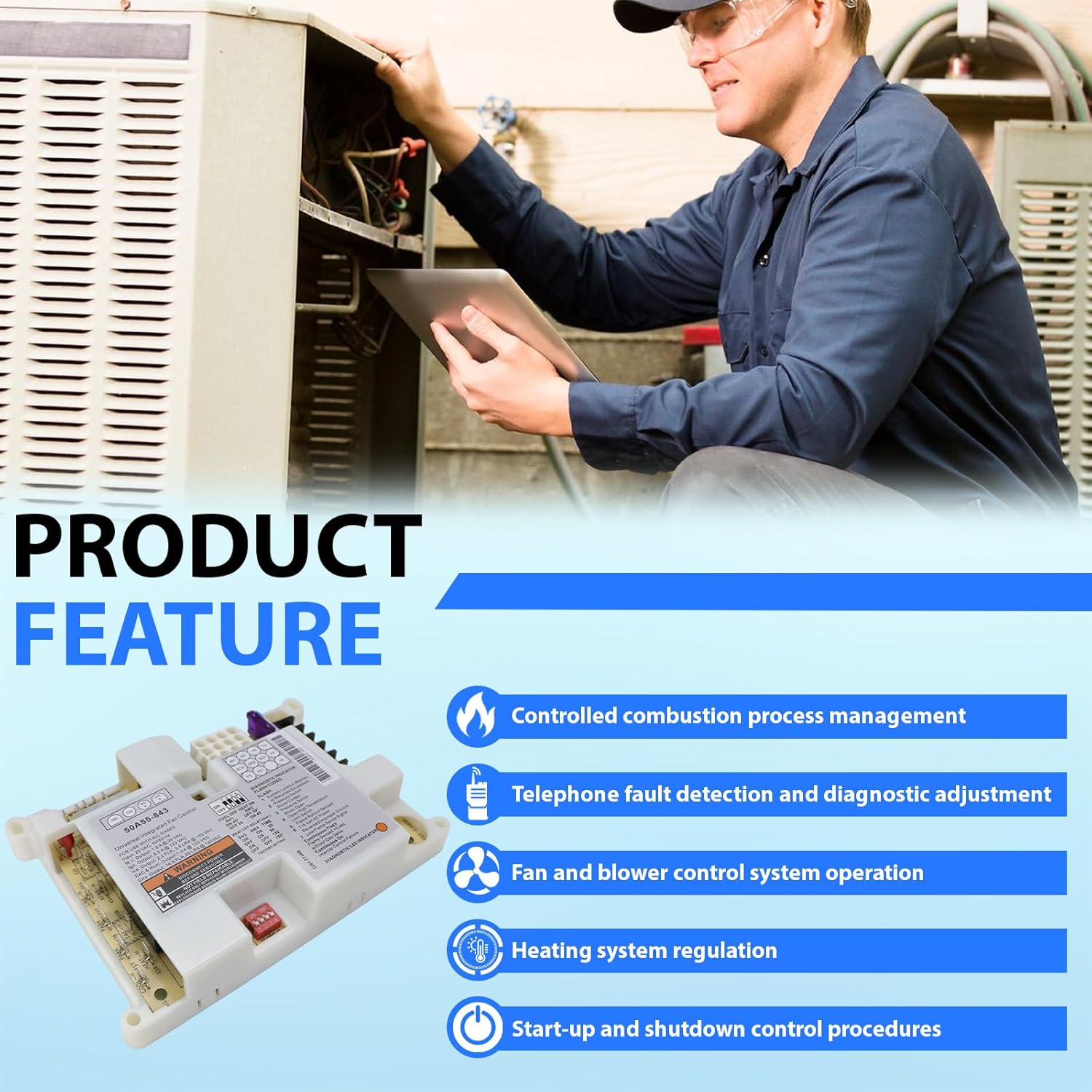 50A55-843 Furnace Control Board Furnace compatible with White-Rodgers Furnace Ignition Module Control Board 50A55-843