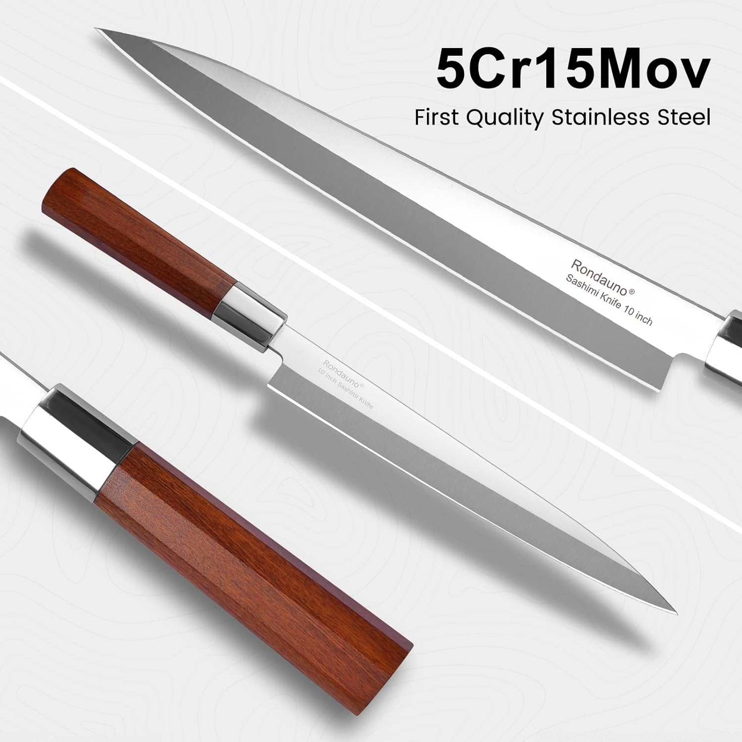 Sashimi Knife Yanagiba Sushi Knife 10 inch Japanese High Carbon Stainless Steel for Precision Fish Slicing and Filleting with Ergonomic Wooden Handle - Image 3