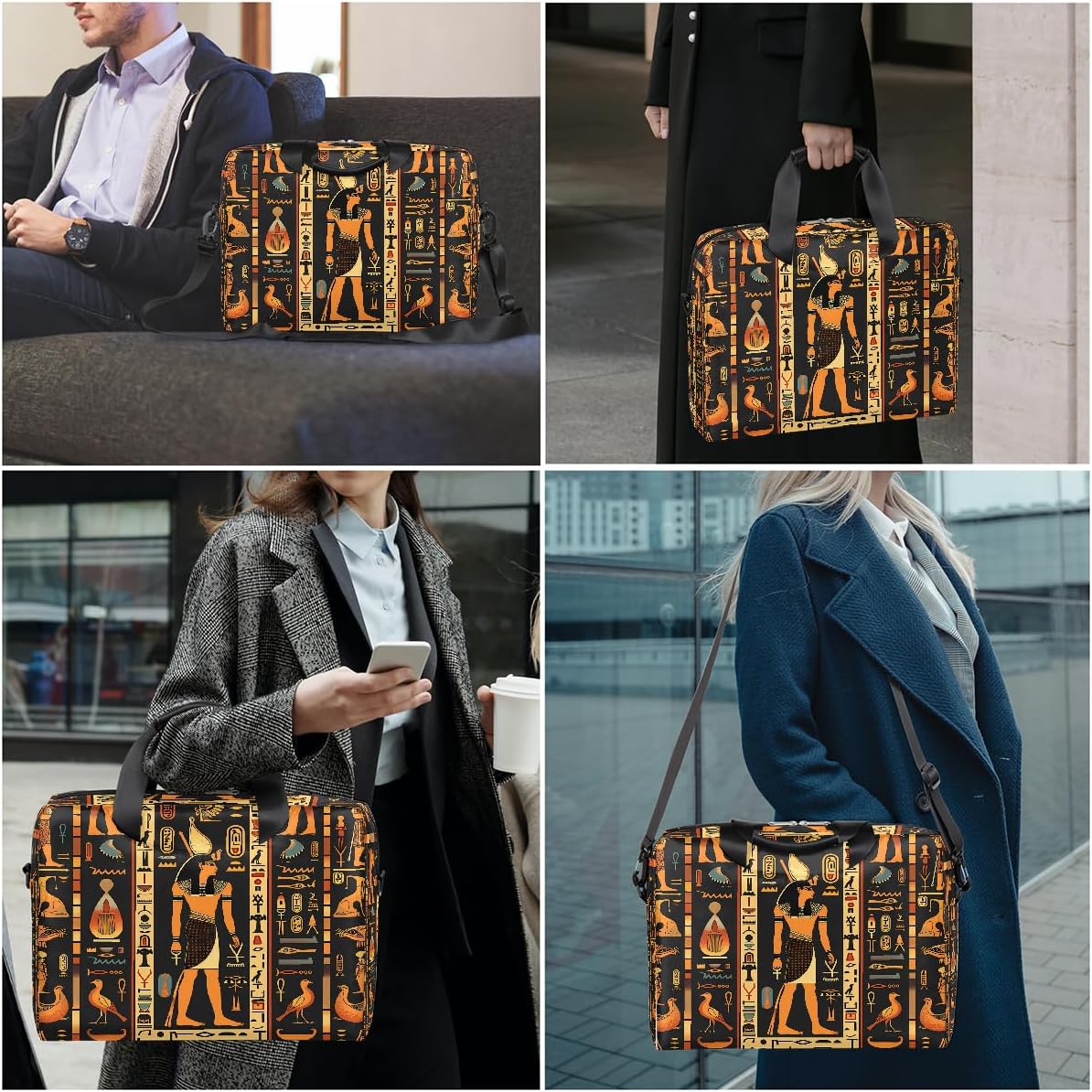 Laptop Bag Egyptian Egypt Hieroglyphs Laptop Case Sleeve Messenger Bags with Shoulder Strap Briefcase for Laptop 13 14 14.5 15.6 16 in