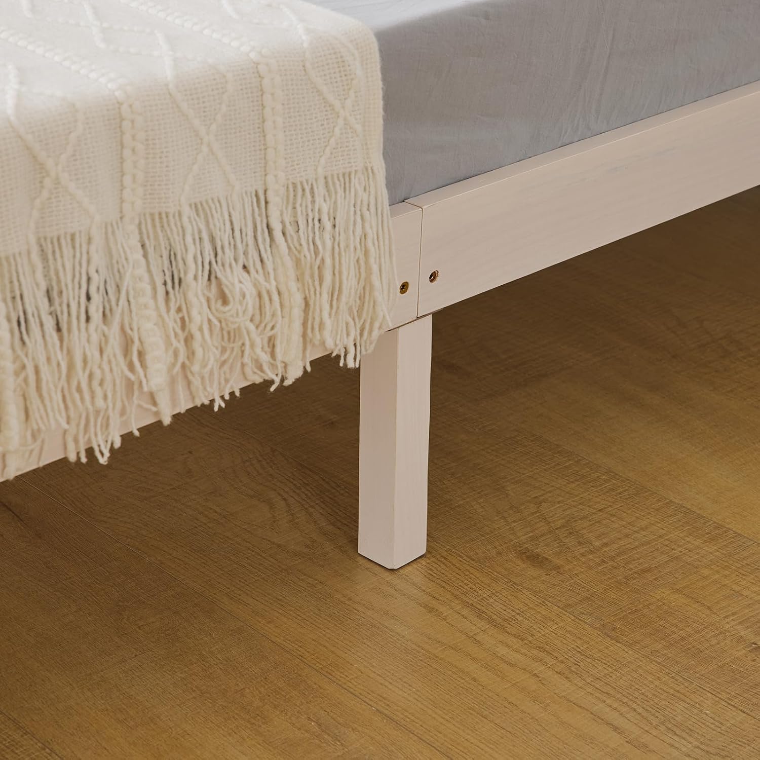 YUNWANG Pine Wood Basic Bed Frame - Full Size Single Platform Bed with Wooden Slats - Heavy Duty Sturdy Mattress Foundation - Easy Assembly