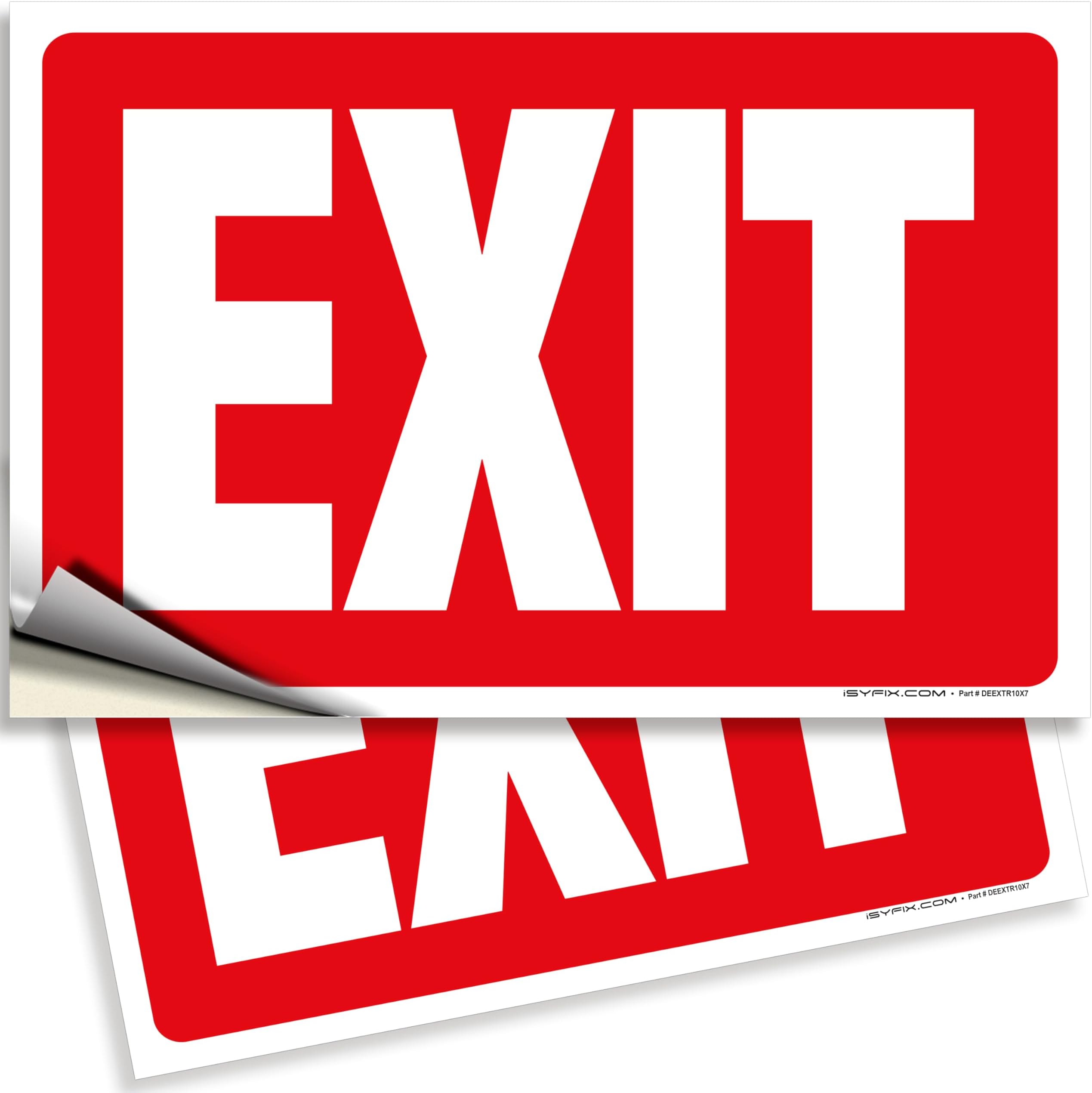 iSYFIX Exit Signs Stickers – 2 Pack 10x7 Inch – Premium Self-Adhesive Vinyl, Laminated for Ultimate UV, Weather, Scratch, Water and Fade Resistance, Indoor and Outdoor
