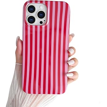 Compatible with iPhone 13 Pro Case Cute Striped Mobile Phone Case Soft TPU Slim Shockproof Phone Cover for Women and Girls Beautiful and Stylish Red