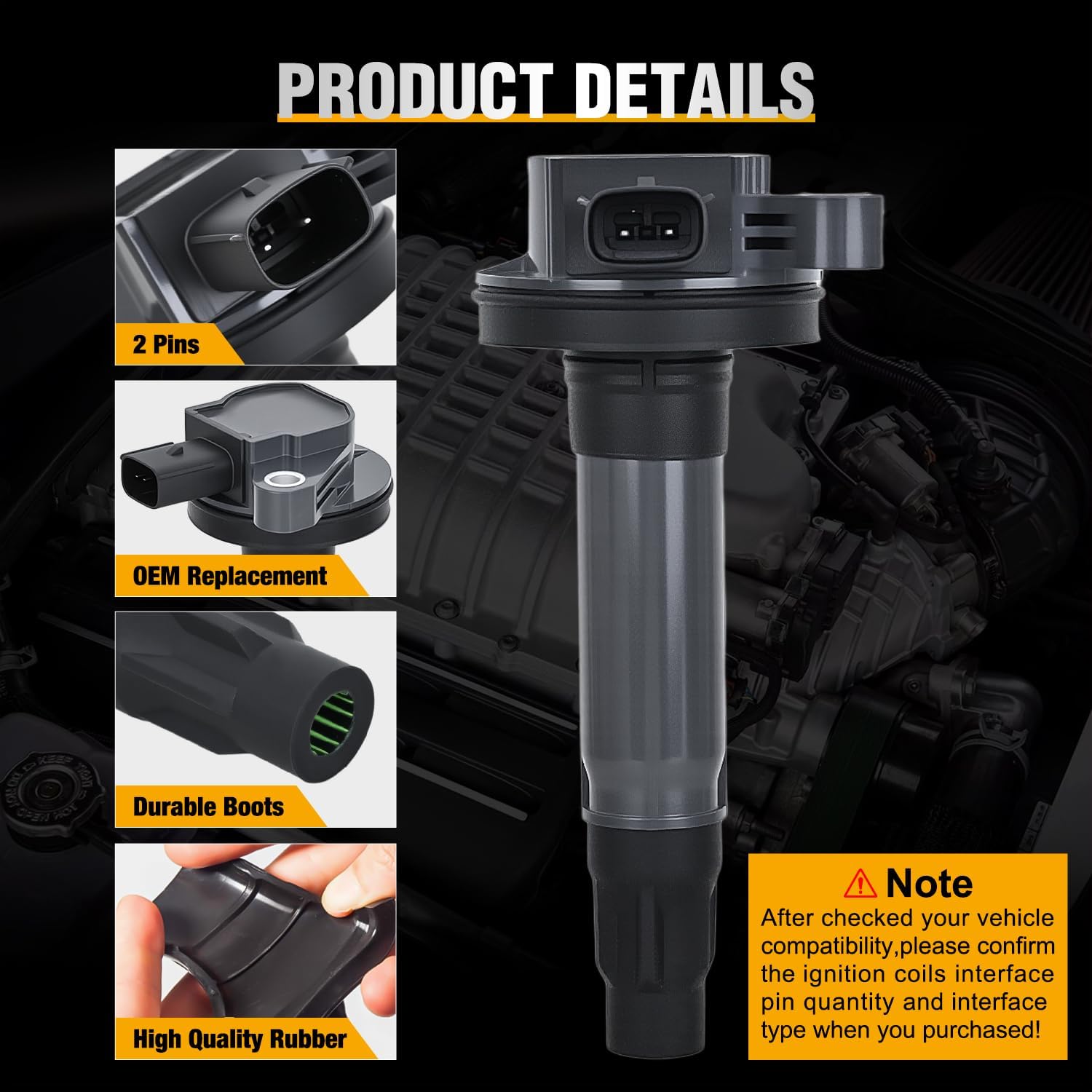 Nilight Ignition Coil Pack Fit for Ford Edge Explorer F150 Flex Taurus Lincoln MKS MKT MKZ Mazda 6 CX-9 Mercury Sable 3.5L 3.7L V6 2007 2008 2009 2010 2011-2016 OE# UF553 DG520 Ignition Coils Set of 6