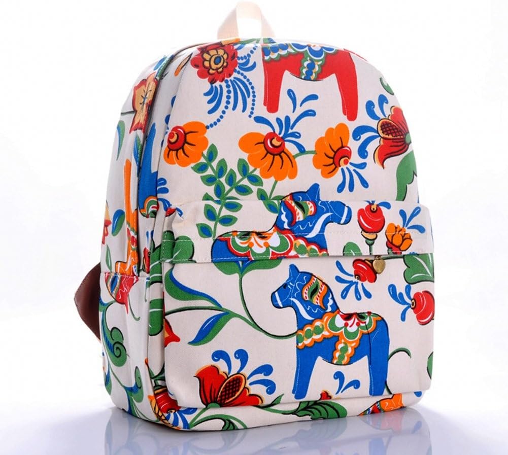 Free2mys Teens Girls Print School Backpacks Book Bags (horse flower)