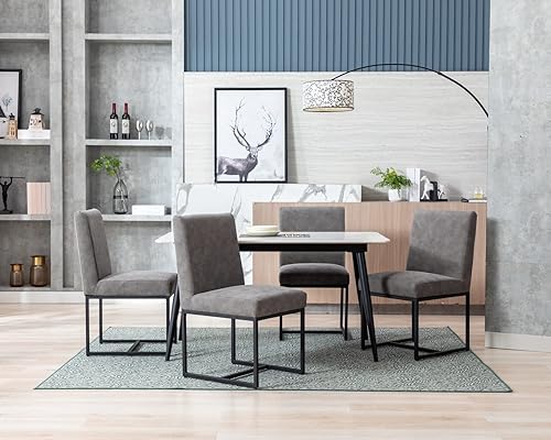 Miniatura 61 de CIMOTA Juego de 6 sillas de comedor modernas, de cuero, tapizadas, sin brazos, con base negra, para comedor/cocina, color crema, 6 unidades Base