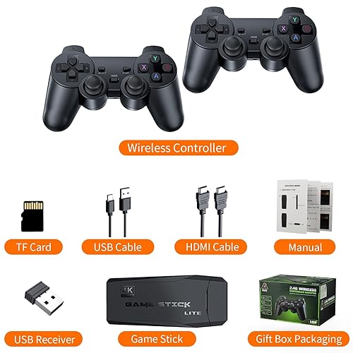 Miniatura 6 de Retro Game Console with 21,000+ Games, 18 Emulators, HDMI Plug & Play, 2.4GHz Wireless Controllers for TV Gaming (Black)