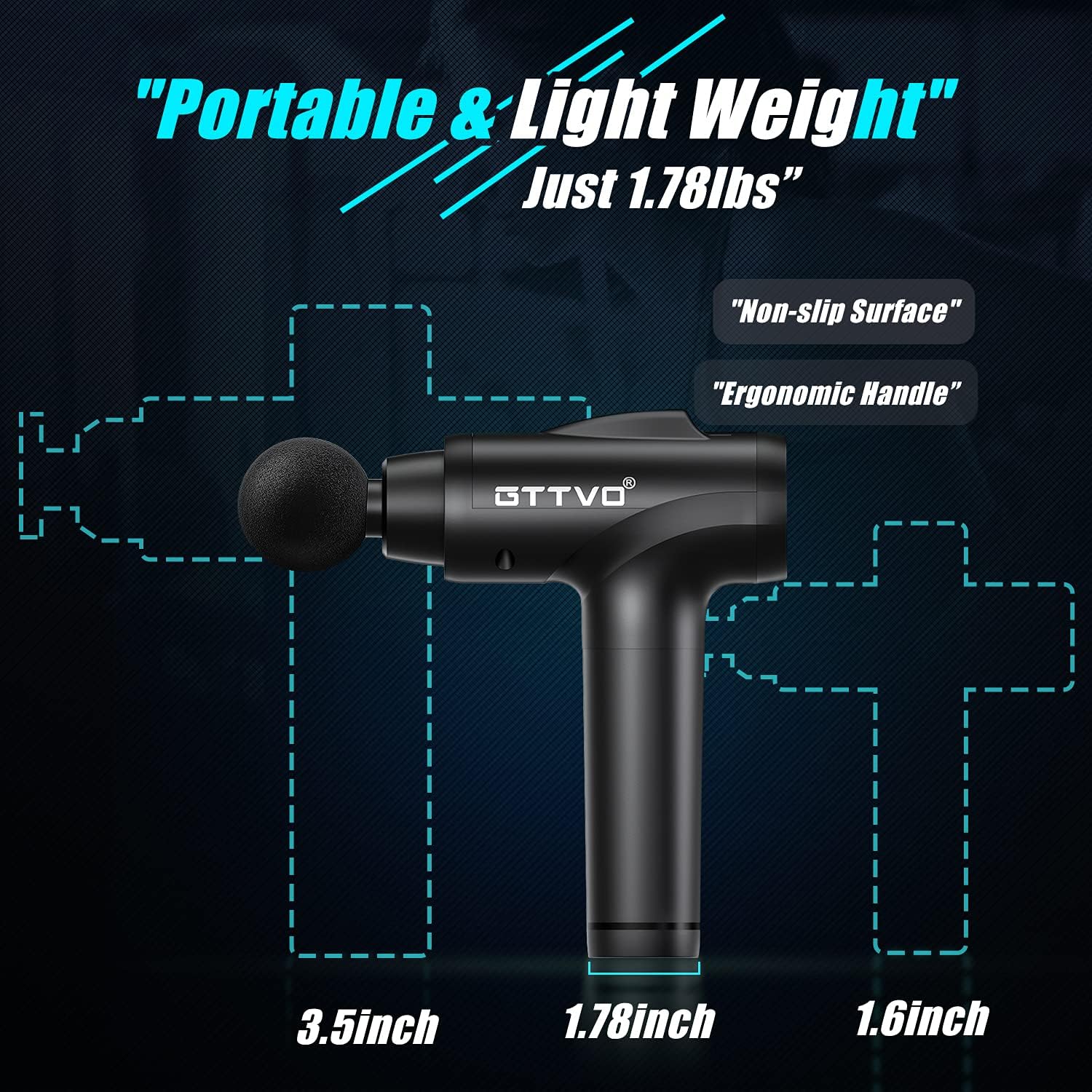EOVCO Massage Gun, Handheld Deep Tissue Percussion Muscle Massager for Athletes, Quiet Portable Massage Gun for Pain Relief, LCD Touch Screen Electric Massage Gun with 30 Speeds & 6 Heads (Black)