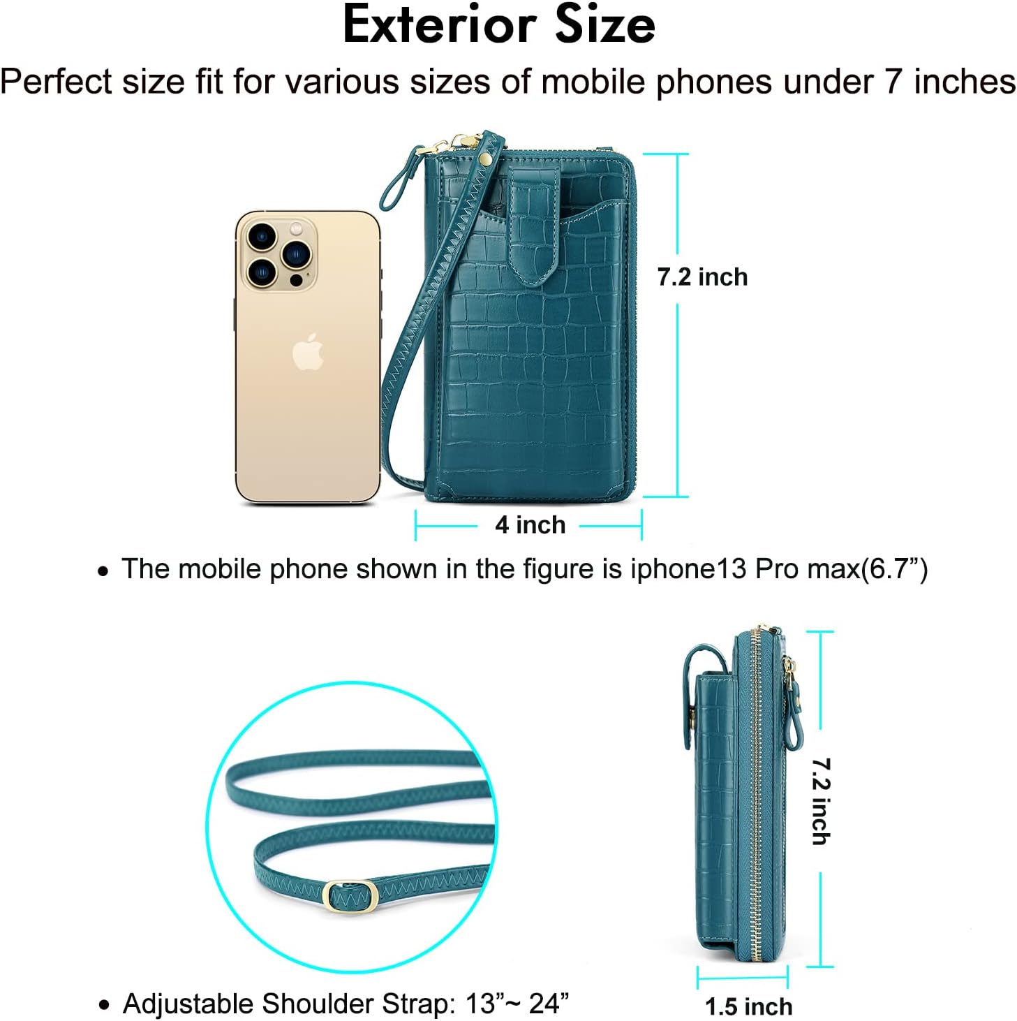 Peacocktion Small Crossbody Wallet Cell Phone Purse for Women Vegan Leather RFID Blocking Bags with Card Slots