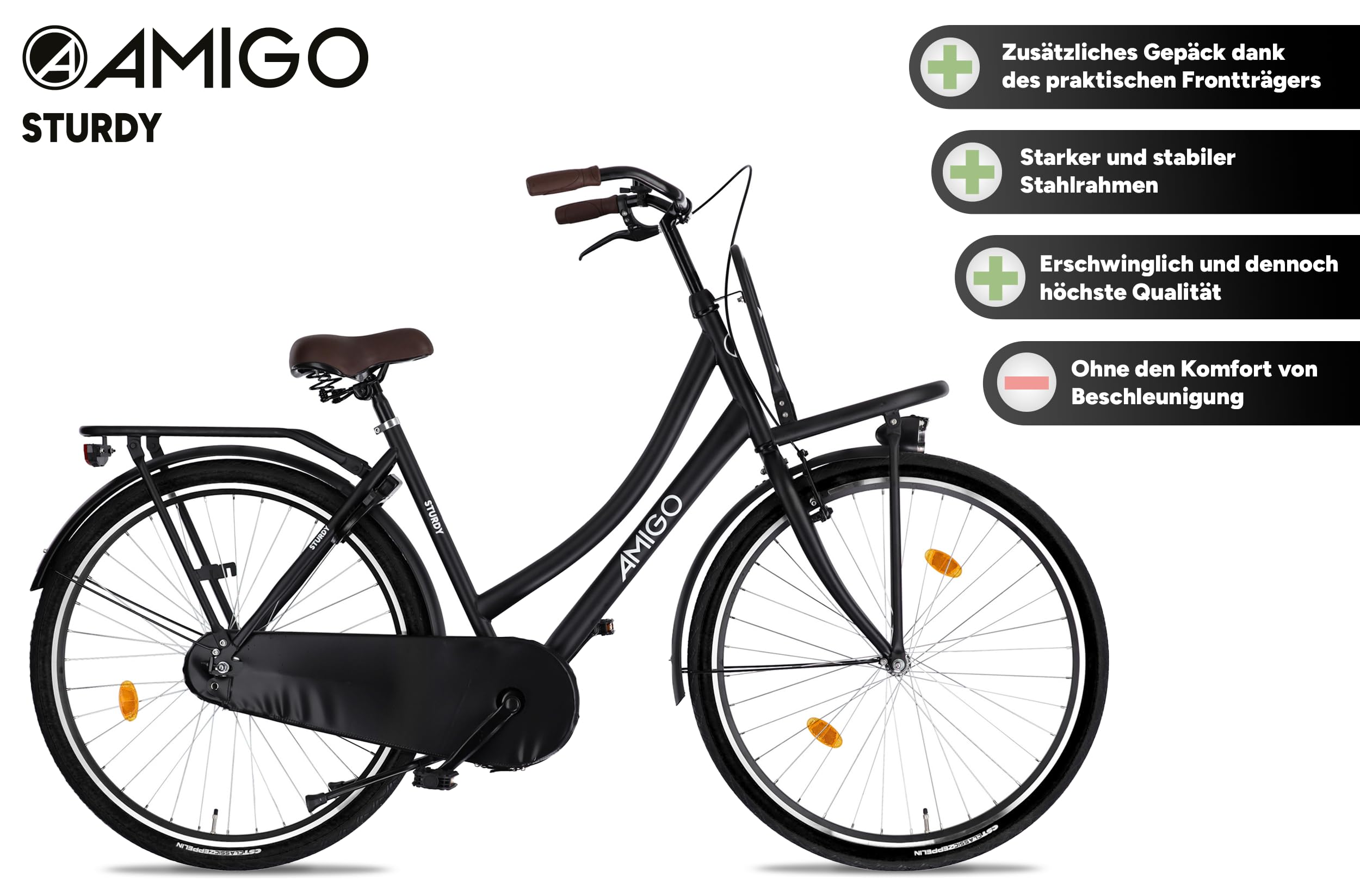 AMIGO Sturdy 28 Zoll 28 Zoll 28 Zoll Rücktrittbremse V-Bremse Schwarz