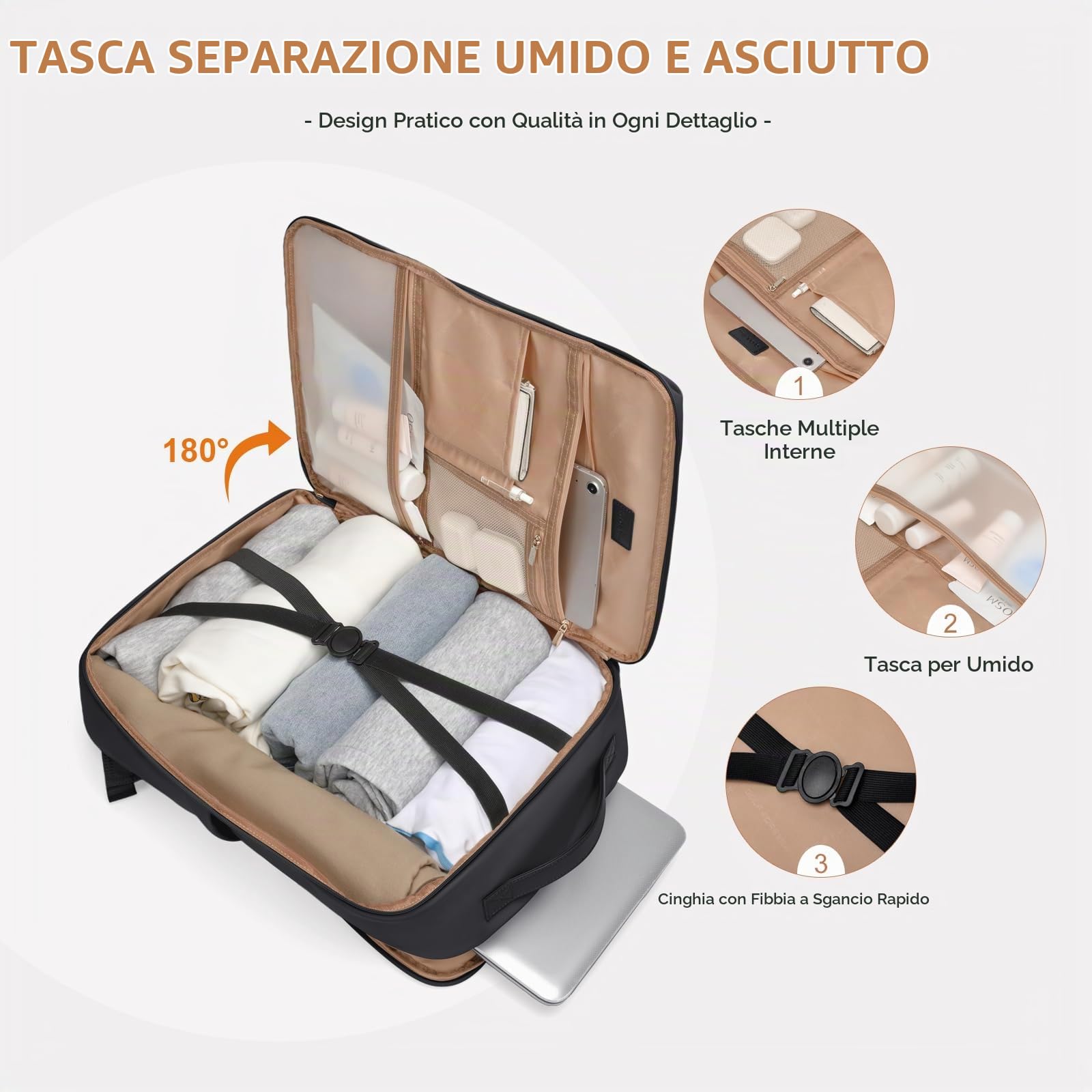 GOLF SUPAGS Elegante Zaino per Laptop da Donna Approvato Dalla Compagnia Aerea Perfetto per il Lavoro, l'università e i Viaggi Zaino Multifunzionale Casual Adatto a Notebook da 17,3 Pollici
