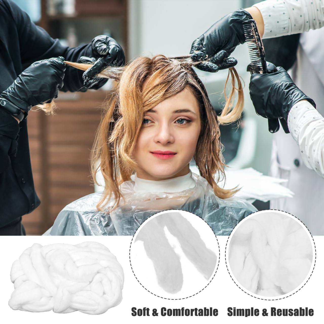 Ipetboom Hair Perm Cotton Strips Soft Absorbent Pure Cotton Rolls for Hairdressing Salon Accessories Reusable for Perming Dyeing Conditioning 9.84X7.87X5.12 Inches