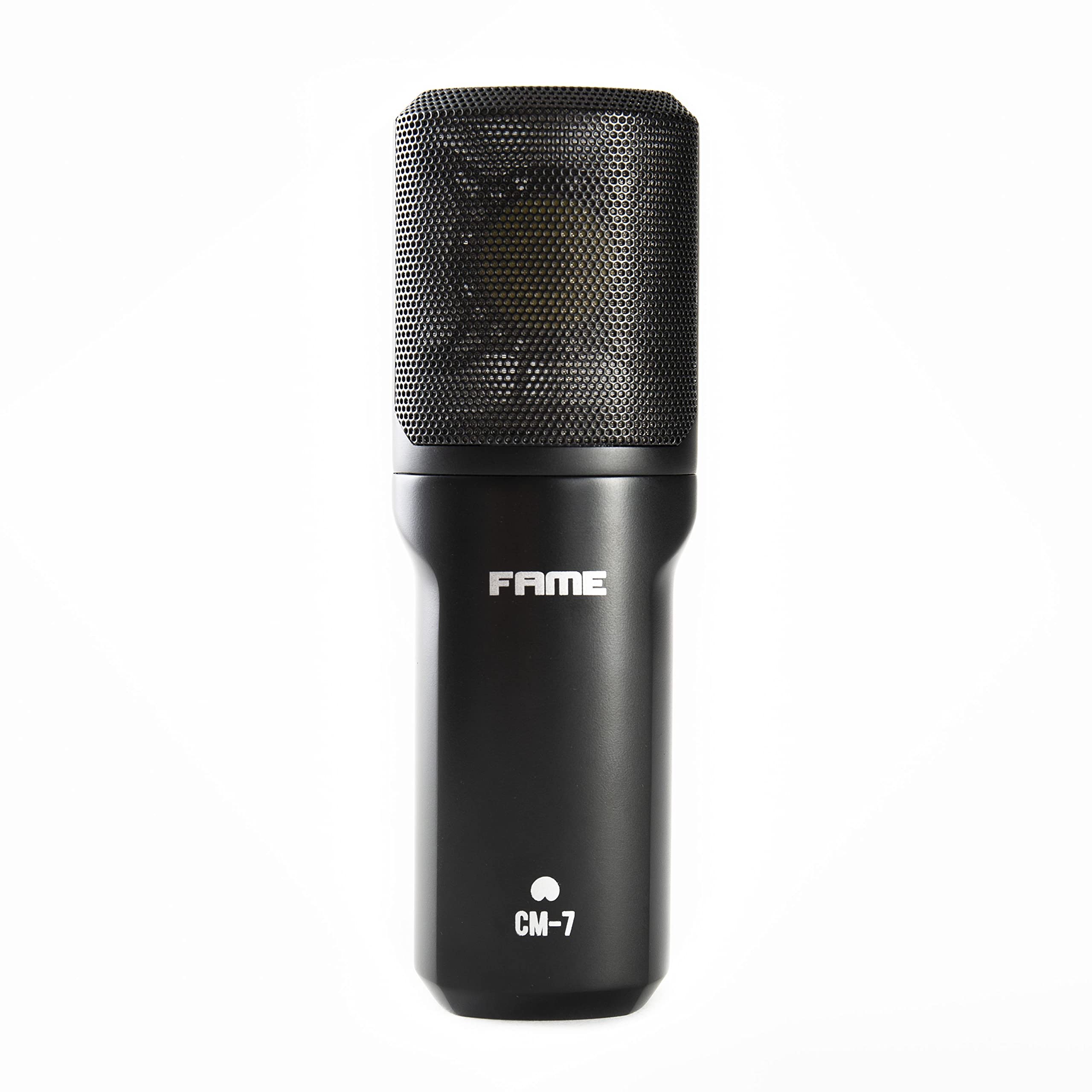 Fame Audio Studio cm-7 Großmembran Kondensatormikrofon, Schwarz, Nierencharakteristik, 20-20.000Hz Frequenzbereich, 136dB SPL, 15.85mV/Pa Empfindlichkeit, XLR 3 Pol, 48V, inklusive Spinne, ideal für