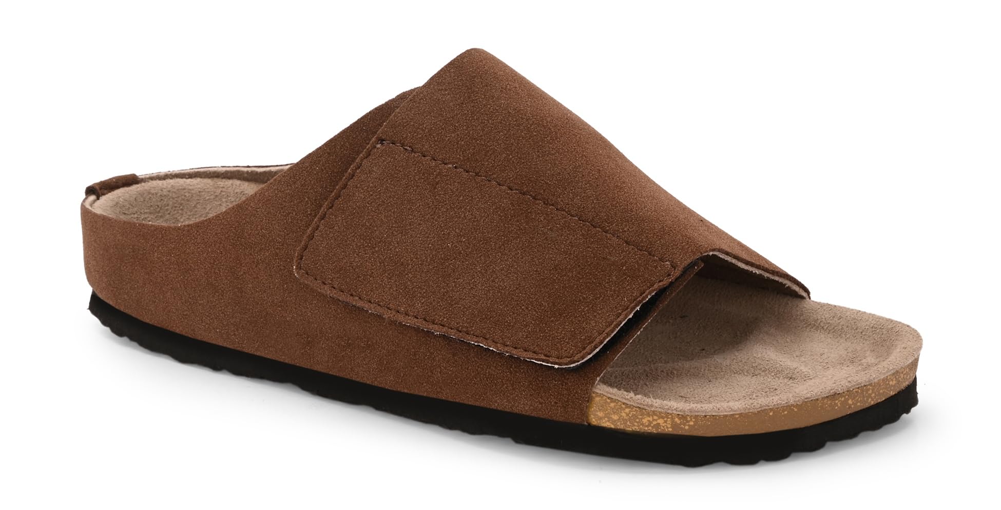 AFROJACK Men's Orginal Leather Sandals | Casual Slider Cork Sandals for Men With EVA Sole (s980) (Brown, UK Footwear Size System, Adult, Men, Numeric, Medium, 8)
