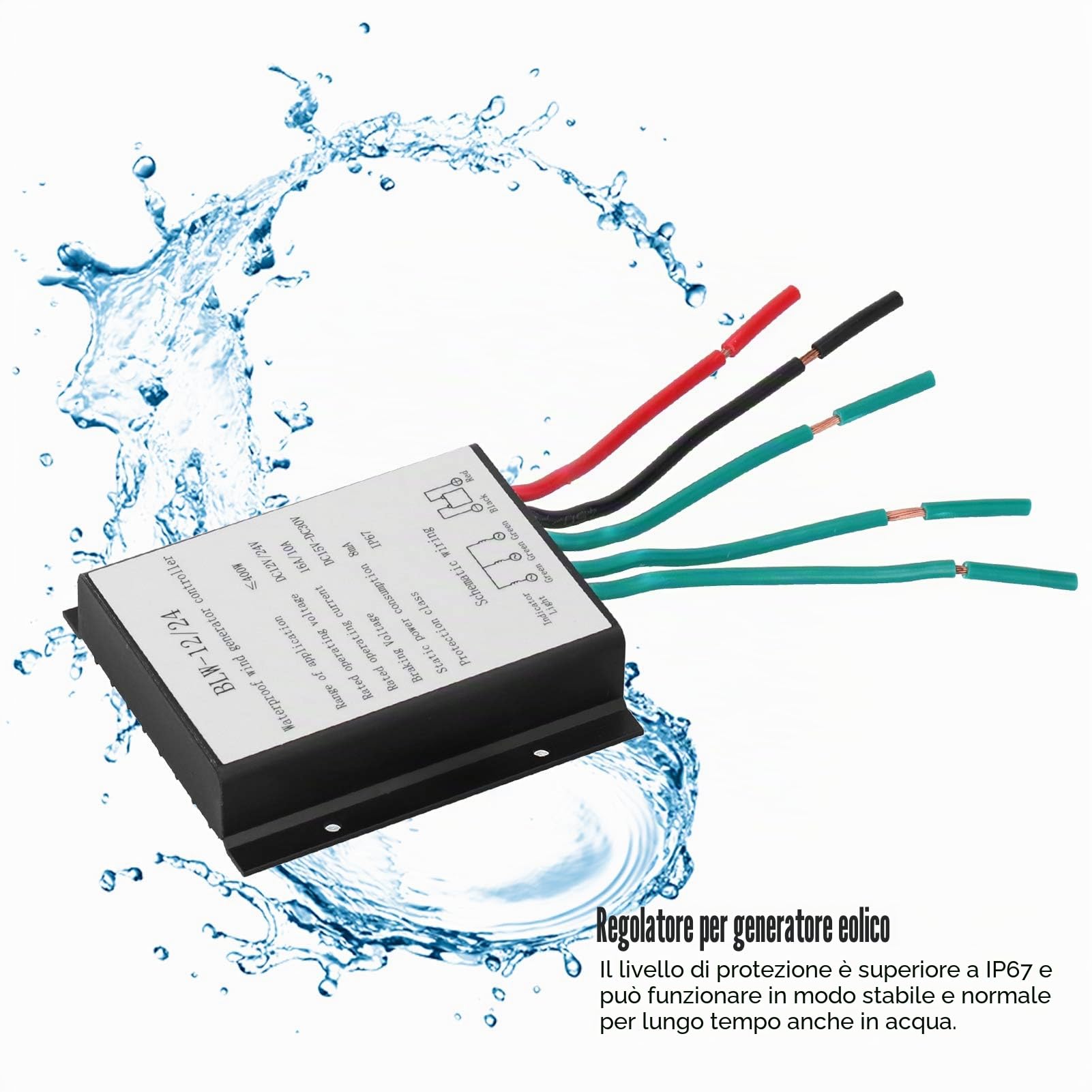 Controller per Generatore di Turbine Eoliche, Controller Automatico Impermeabile IP67 DC12-24V BLW-12/24 Regolatore di Carica della Batteria da 400 W