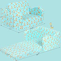 Vista 3 de Lindo sofá infantil de jirafa, sofá plegable 2 en 1, sofá convertible a cama para niñas y niños