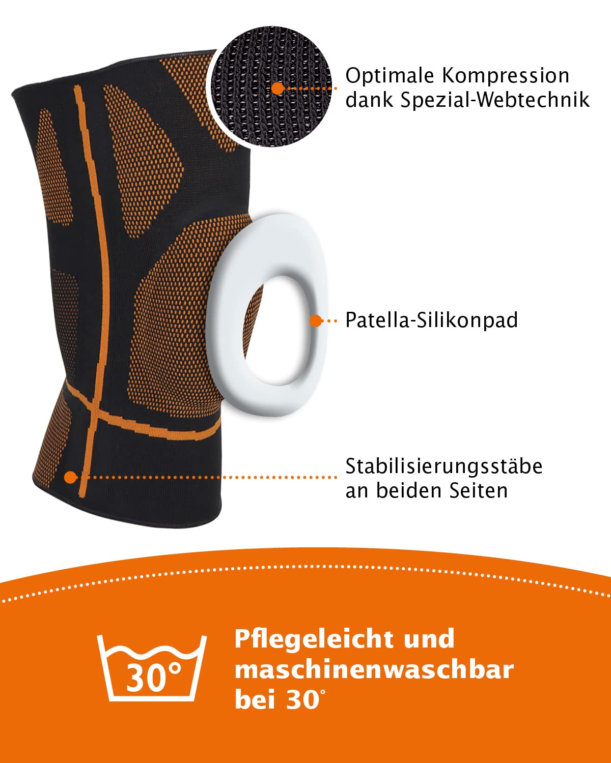 Kniebandage LIVAROknee für Sport oder bei Beschwerden I mit seitlichen Stabilisatoren & Patella Gel-Pads zum Support des Kniegelenks I Sport-Bandage Knie für Männer & Frauen, Gr. S##