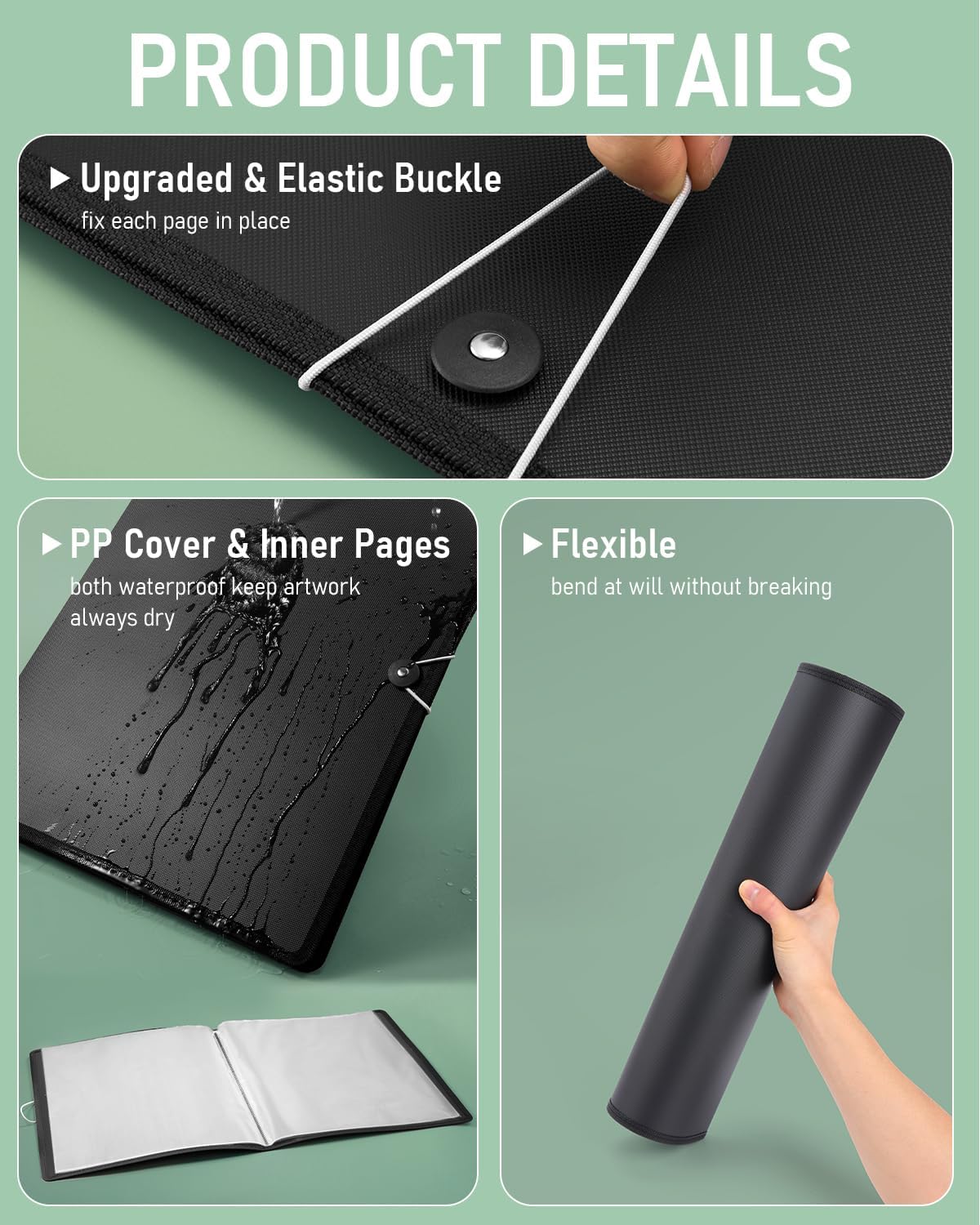 Nicpro Art Portfolio 11x17, Upgraded Large Portfolio Folder for Artwork with 30 Pockets Display 60 Pages, Presentation Book Binder with Protector Sleeves for Artists Drawing - Image 5