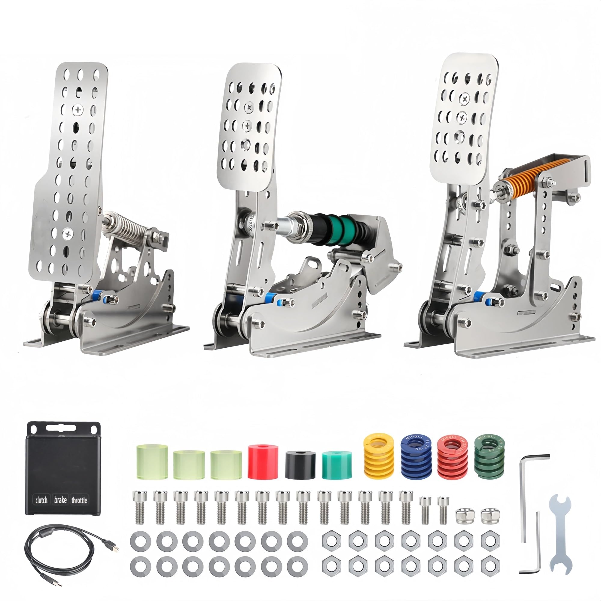 Pedal Cover Racing LoadCell Pedals 3mm Stainless Steel Racing Simulator Cockpit Pedals For Pc Game Gear Pedal For Wheel Brake Foot Pedals(3TB)