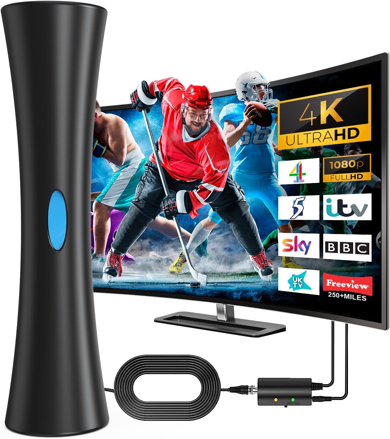 One For All Ultra Flat Amplified Indoor Digital TV Aerial Ready to