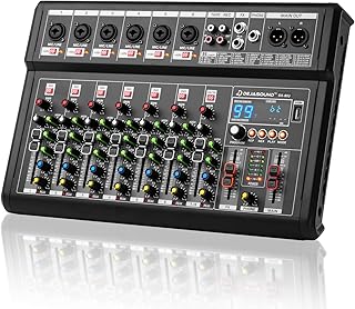8-Channel Audio Mixer for PC,SX-8iu Mixing Console with XLR Inputs, Bluetooth, 99 Digital Signal Processor Effects, USB Interface, MP3 Compatible for Podcast, Music, Recording 9.84"x2.17"x15.35"inches