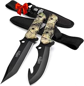Mossy Oak 2-Piece Hunting Knives Gut Hook Set with Sheath Fixed Blade Stainless Steel Blades