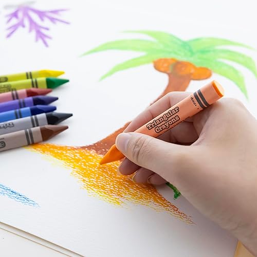 Miniatura 5 de BAZIC Crayons Jumbo Triangle 8 colores, colores surtidos, juego de crayones de dibujo no tóxicos para arte escolar, regalo para niños artistas,