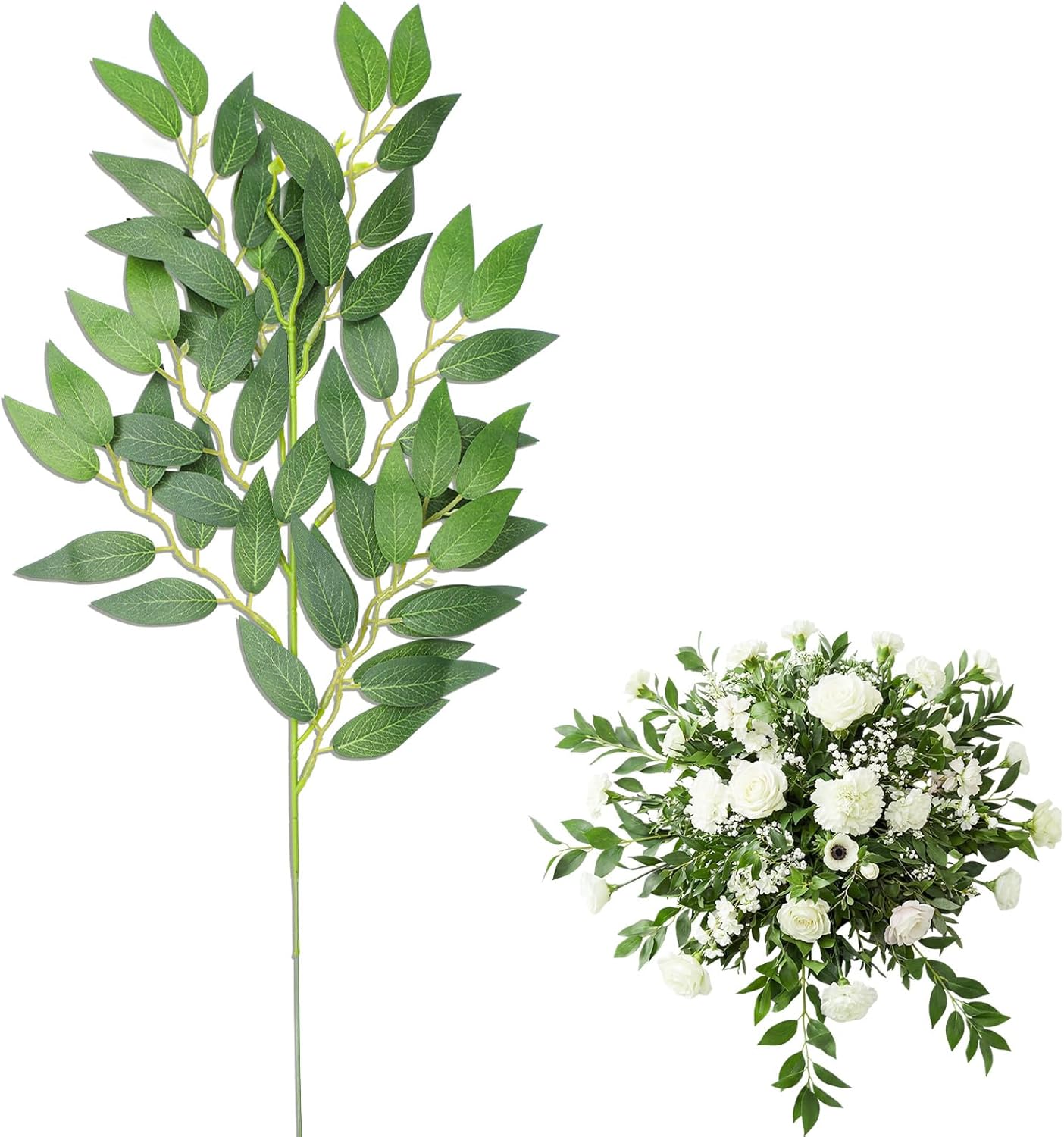 Suncalla 1 Pcs Italian Ruscus Greenery Stems Bulk 21.6” Artificial Faux Silk Gr…