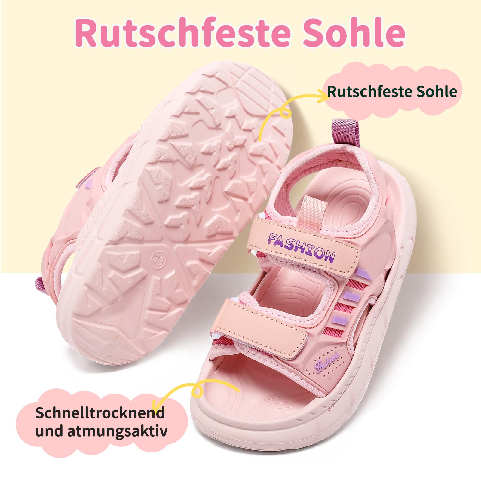 Sandale Enfant EVA Sandales Fille et Garçon, Sandalettes Bouts Ouverts Antidérapantes pour Enfants, avec Fermeture à Double Scratch, Confortables Sandales pour Les Activités en Plein Air