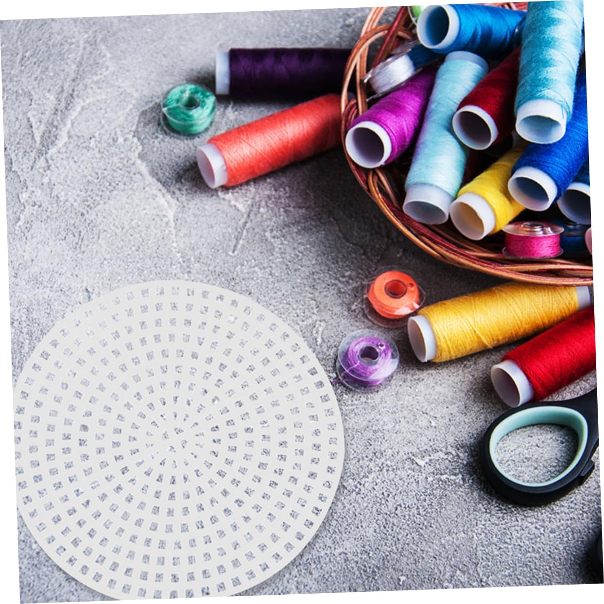 TOPPERFUN 6pcs Round Knitting Sheets Portable Cross Stitch Sheets Mesh Material Handmade Quilting for DIY Projects