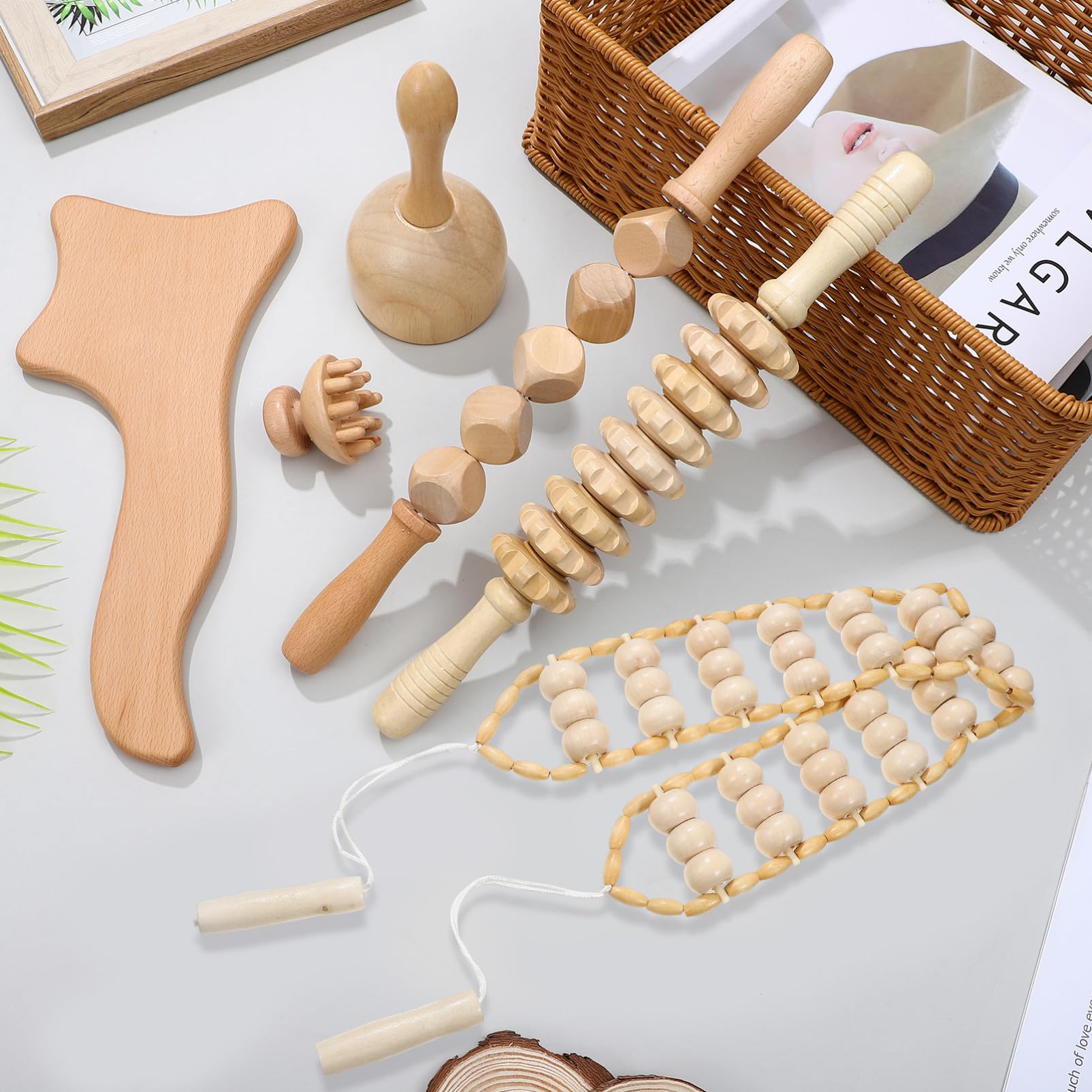 6 Stück Holzmassagegerät zur Entspannung für Körperformung