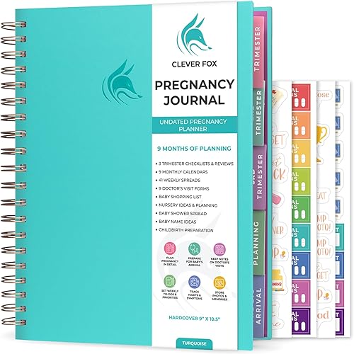 Clever Fox Diario de embarazo y libro de recuerdos  Agenda de embarazo y cuaderno para futuras mamás  Recuerdo del bebé, regalo para madres
