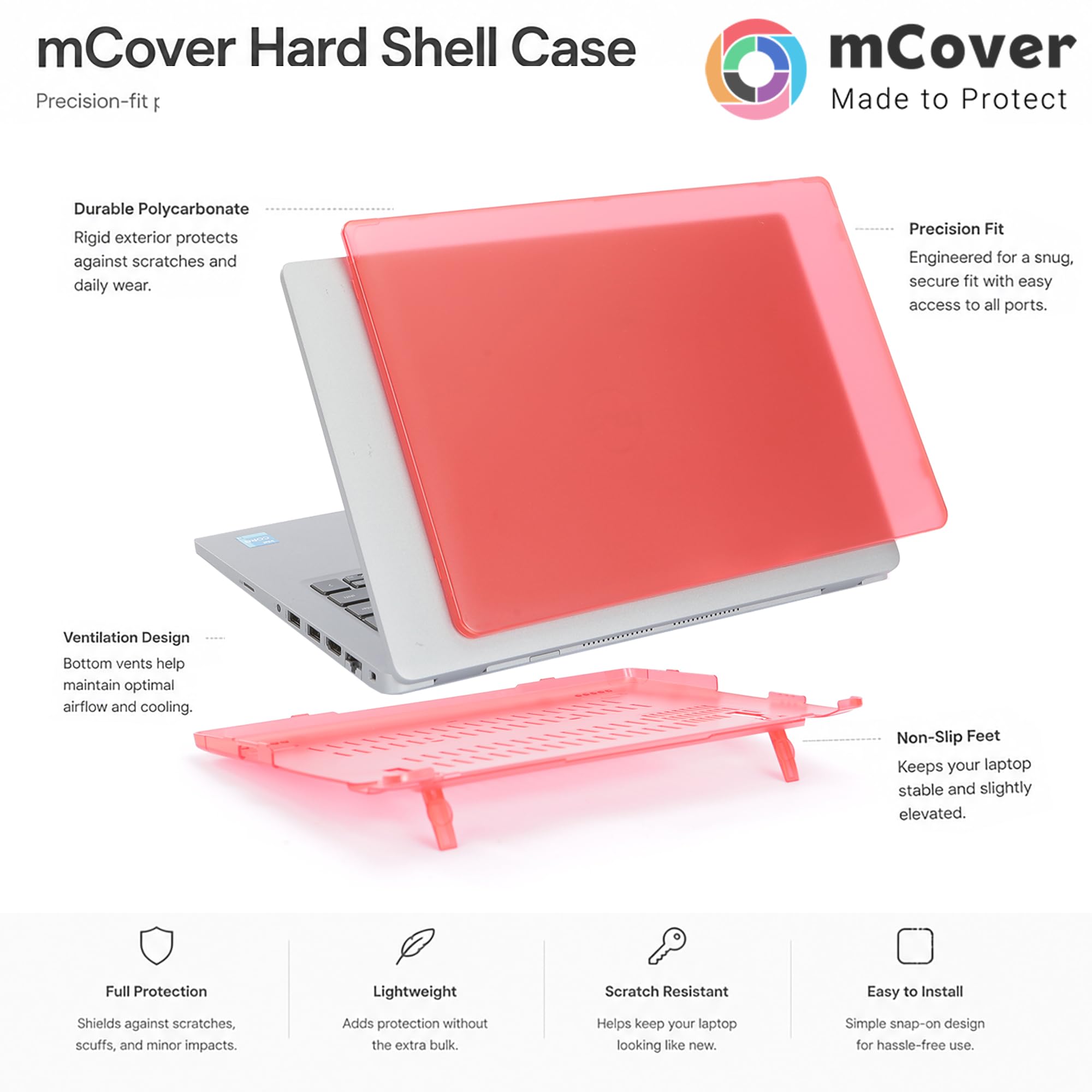 mCover Custodia compatibile solo con notebook Windows Dell Latitude 5420/5430 2021-2023 da 14" (non compatibile con altri modelli Dell), trasparente, verde