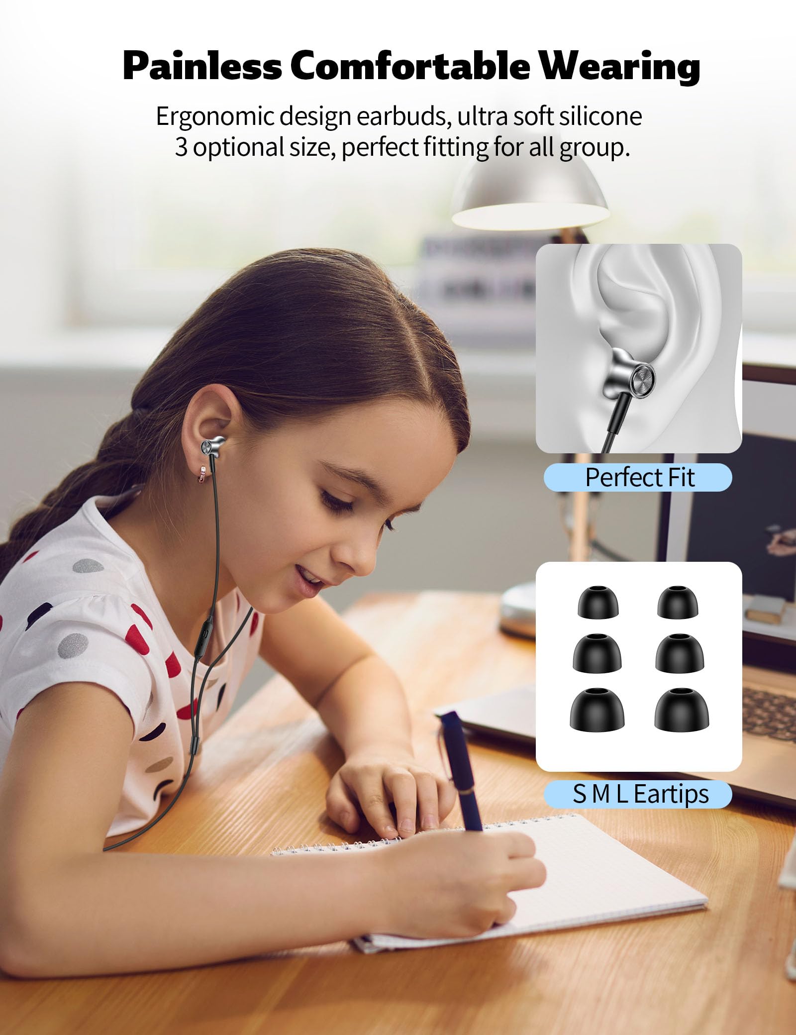 TOPAUX Auricolari in-ear cablati da 3,5 mm con microfono per Steam Deck Chromebook Computer scolastico PC con cancellazione del rumore jack auricolare ad angolo retto cuffie da gioco per Moto G 5G