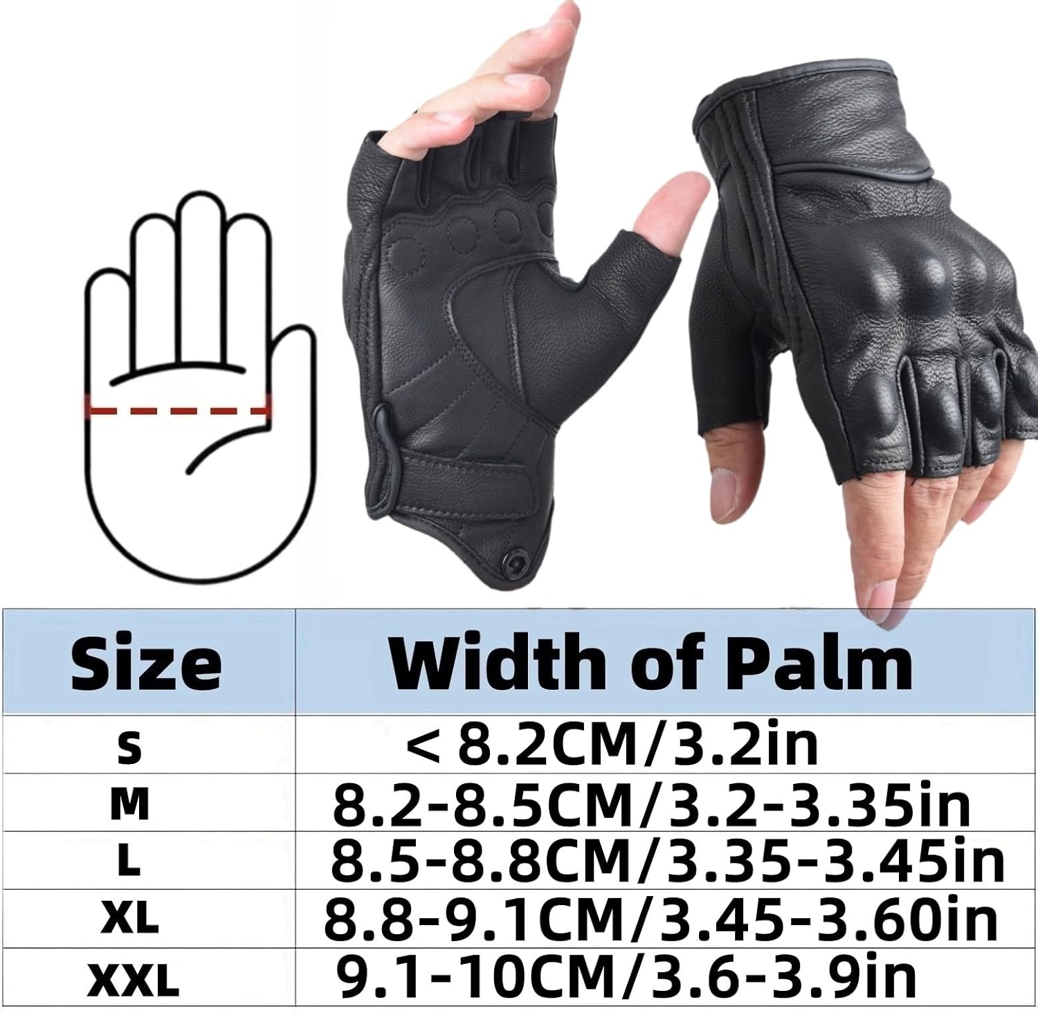 Gloves Leather Half Finger for Men Fingerless Gloves for Summer Black - Image 6